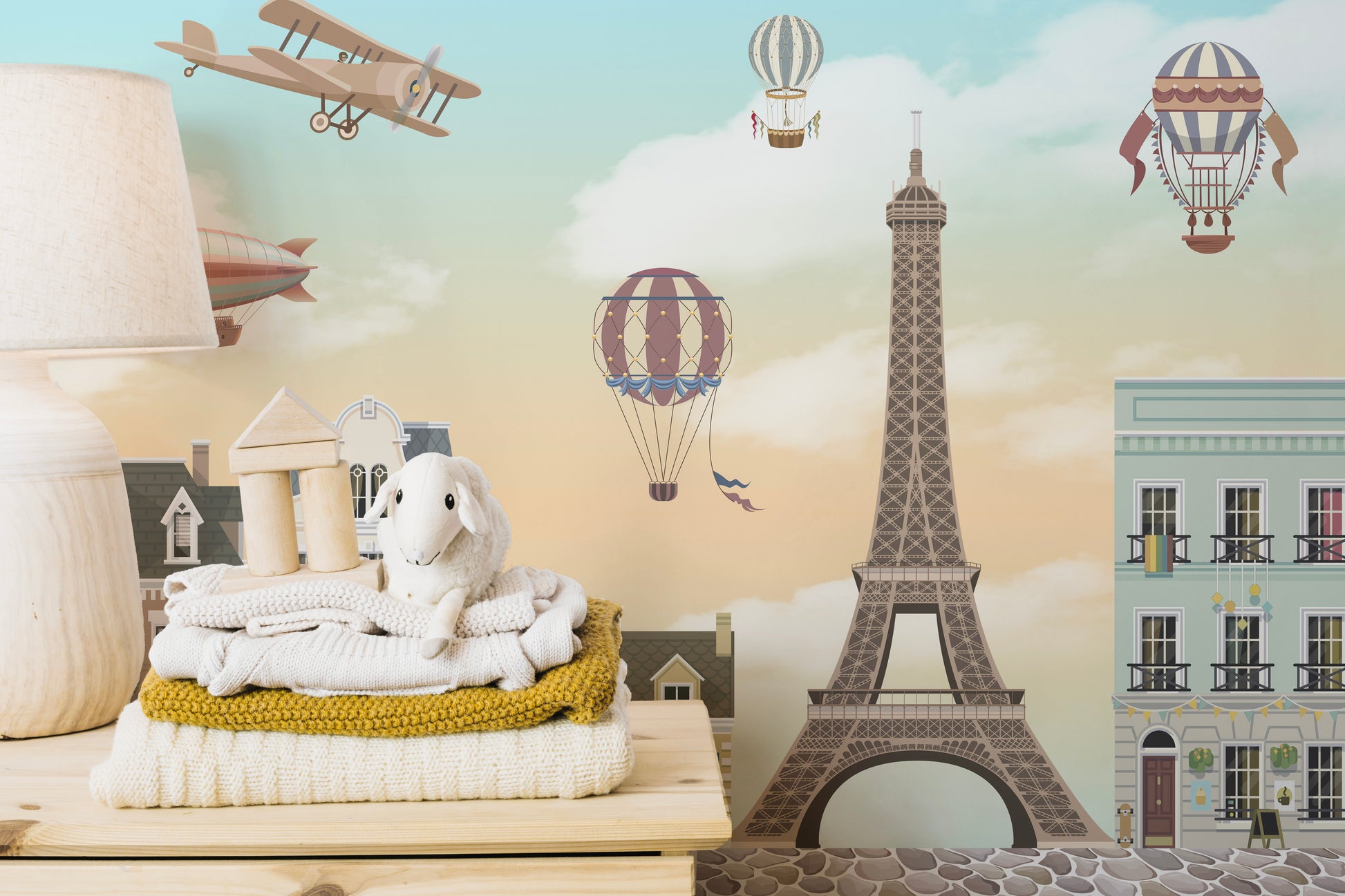 Eiffel Tower Wallpaper Mural for Kids' Room Decor