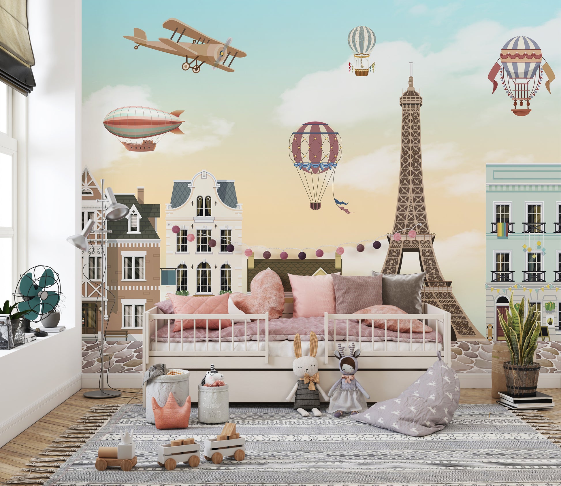 Fun Eiffel Tower Wallpaper Mural for Kids' Space