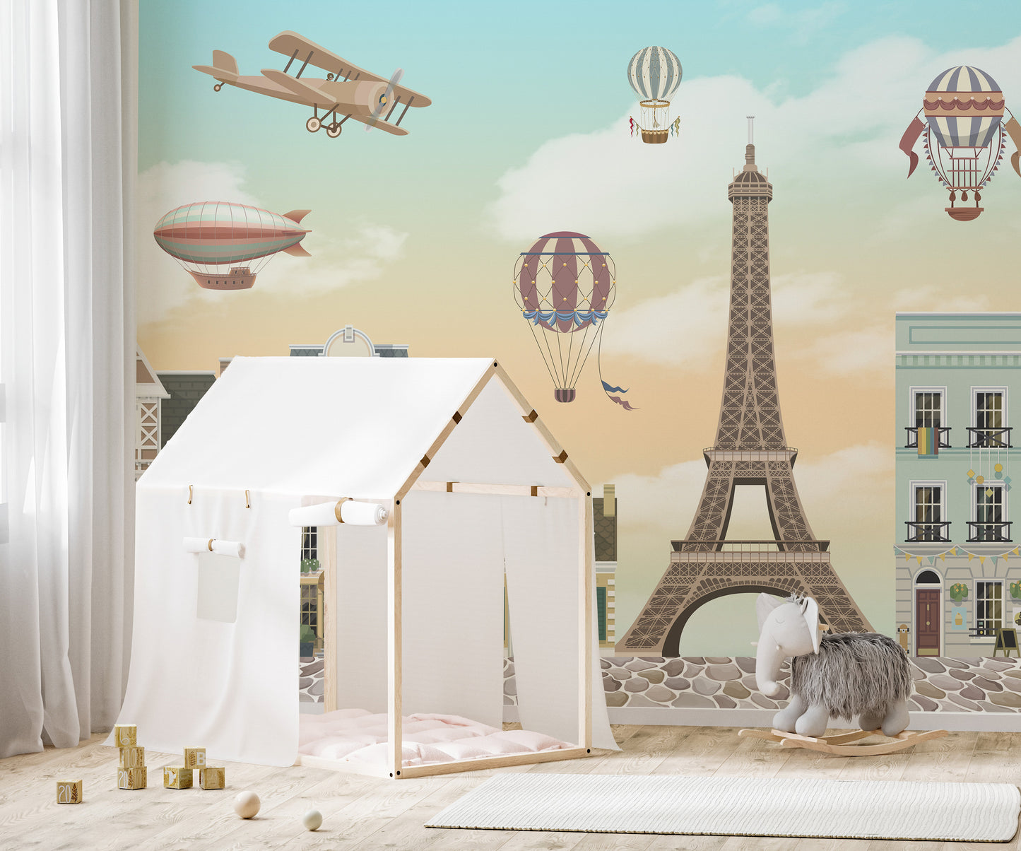 City Vibes Eiffel Tower Wallpaper Mural for Kids