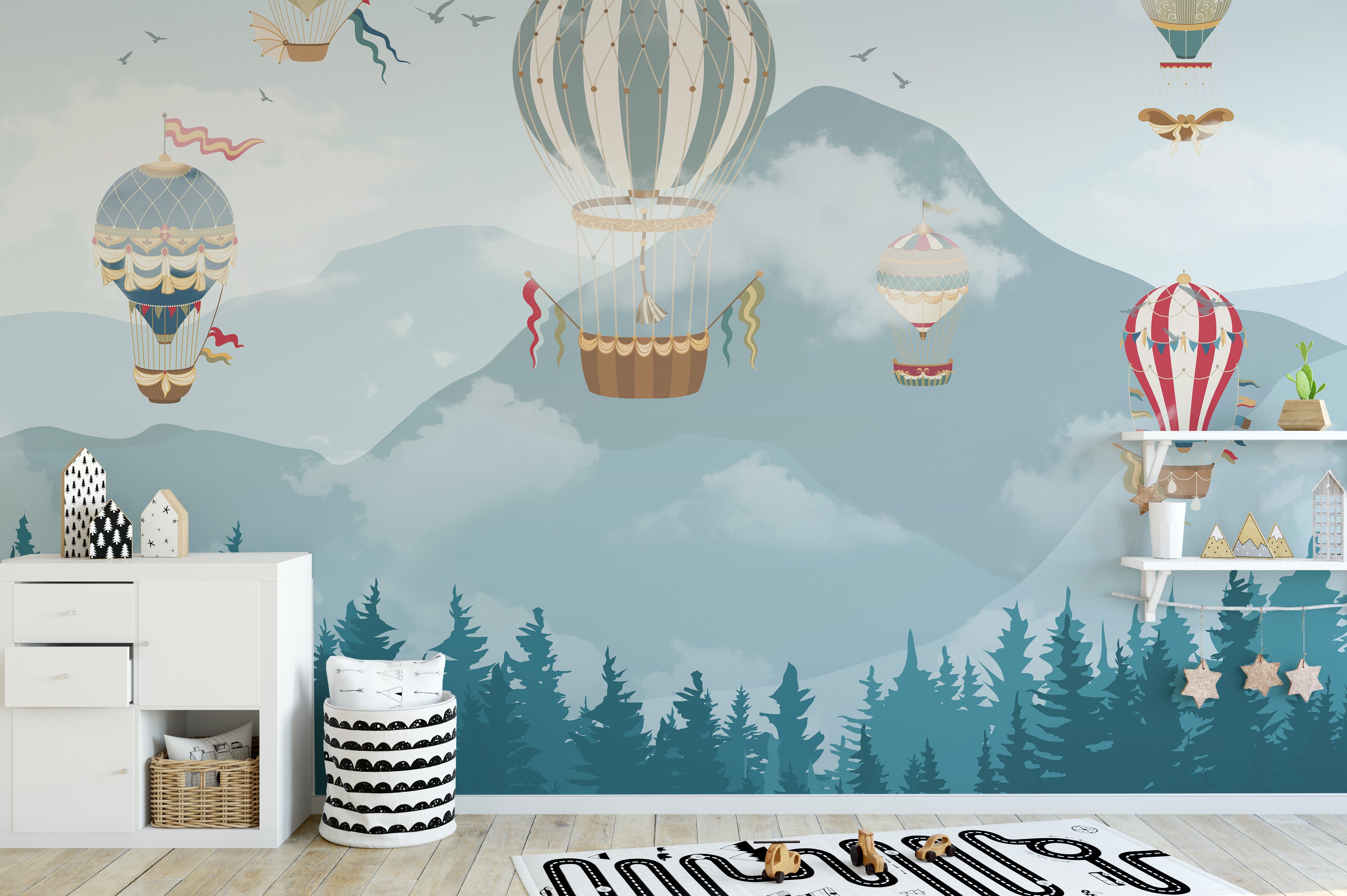 Kids' Hot Air Balloon Adventure Wallpaper Mural