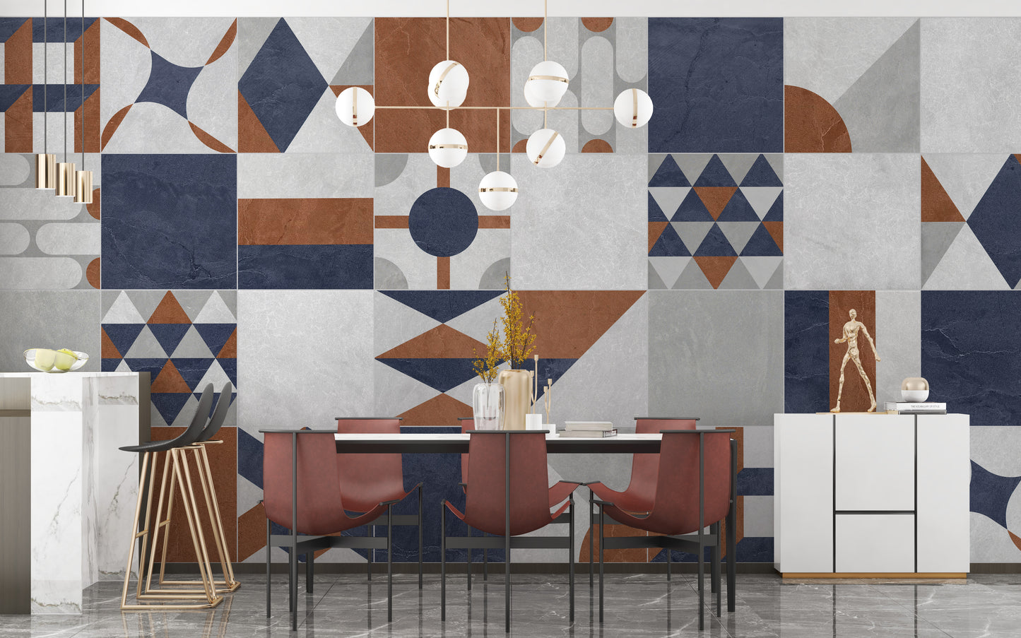 Terrazzo Pattern Multicolor Art Deco Wall Mural