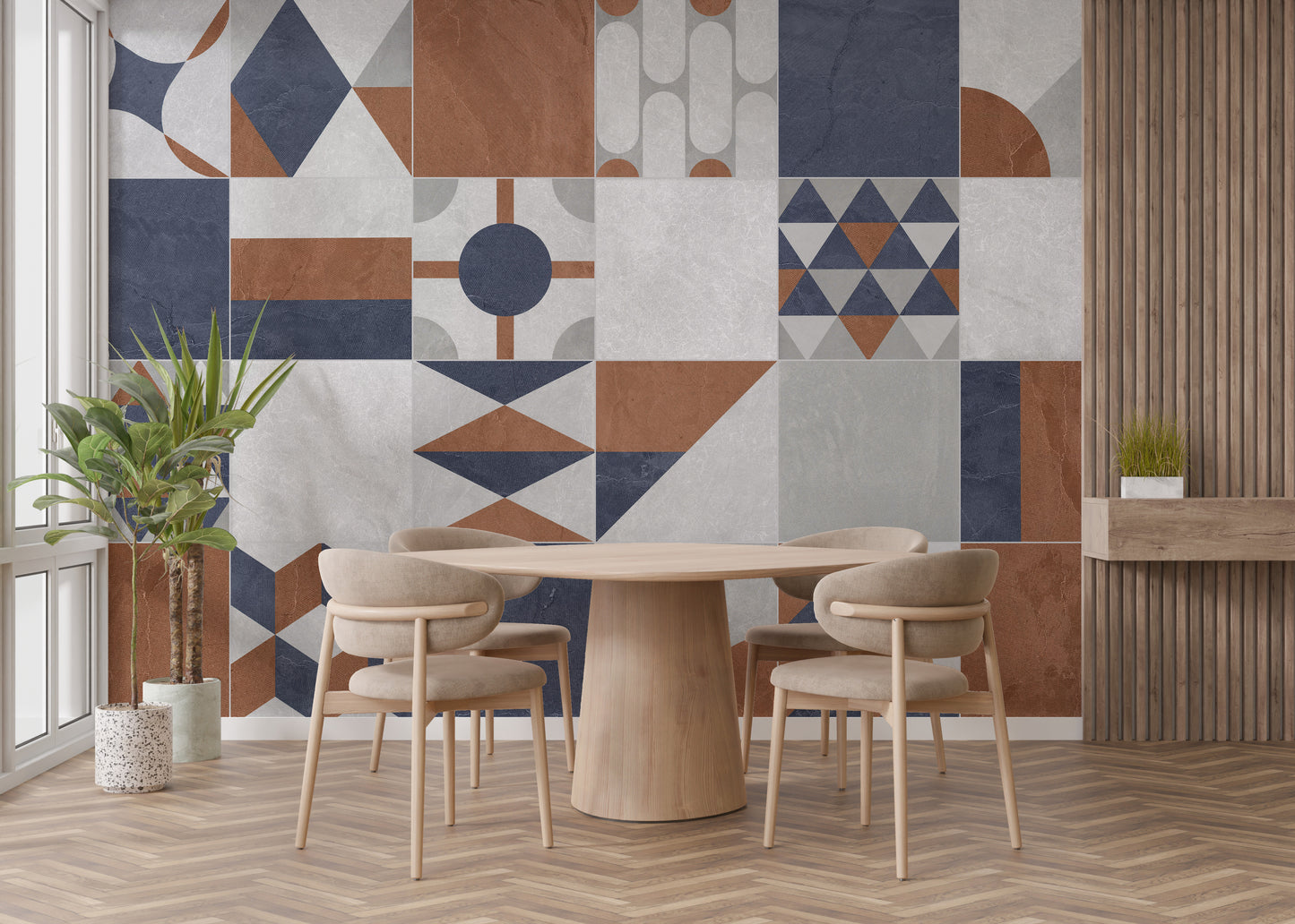 Terrazzo Wallpaper Mural with Art Deco Multicolor