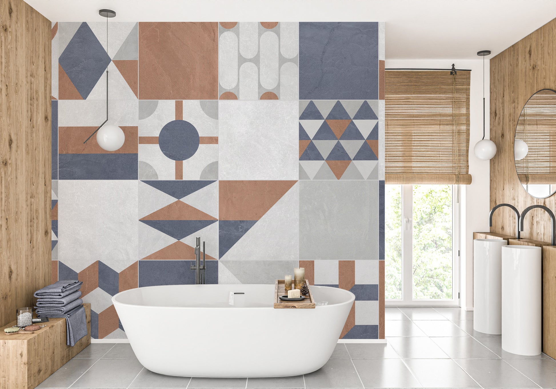 Colorful Art Deco Terrazzo Wallpaper Mural Design