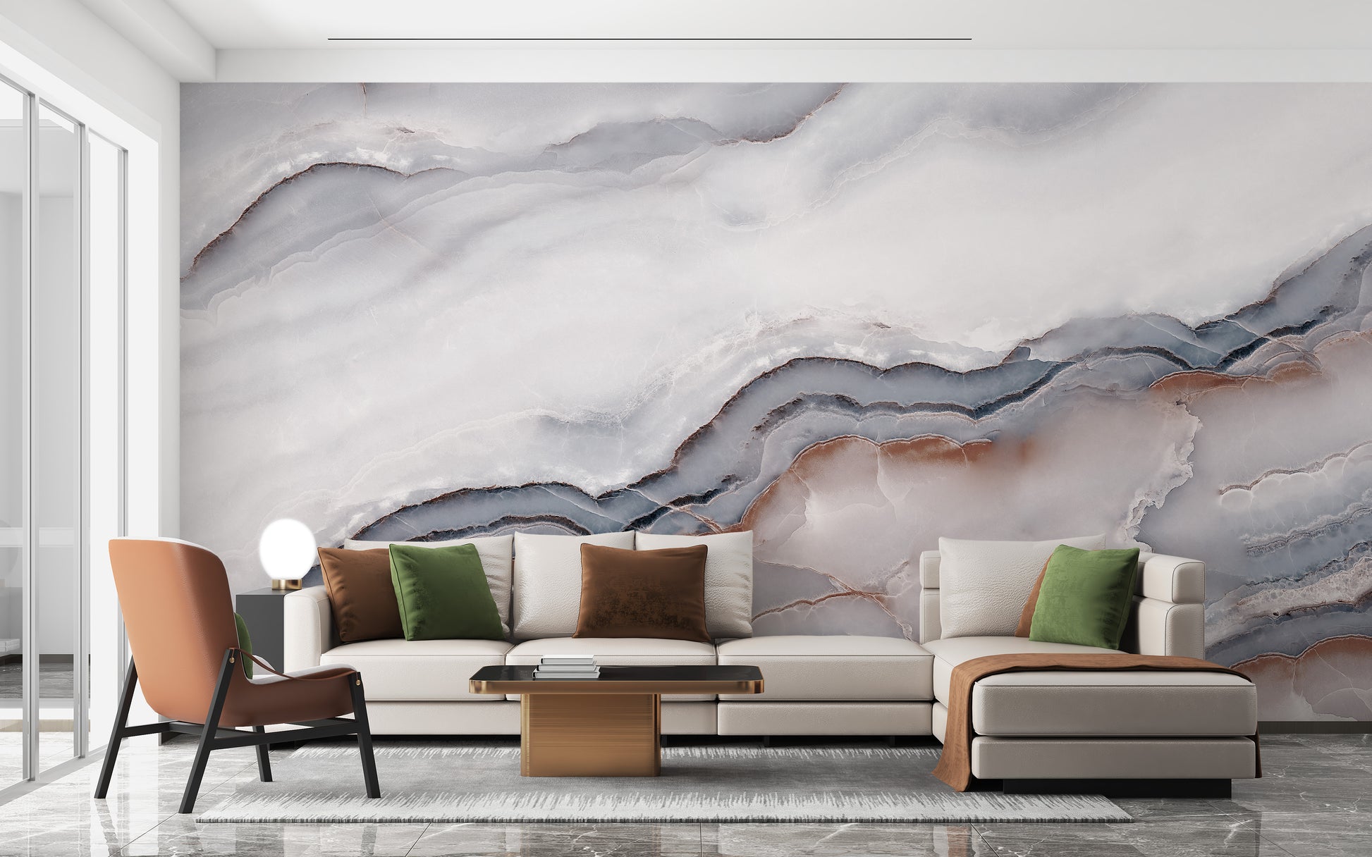 Striking Clouded Marble Wallpaper Mural for Any Room
