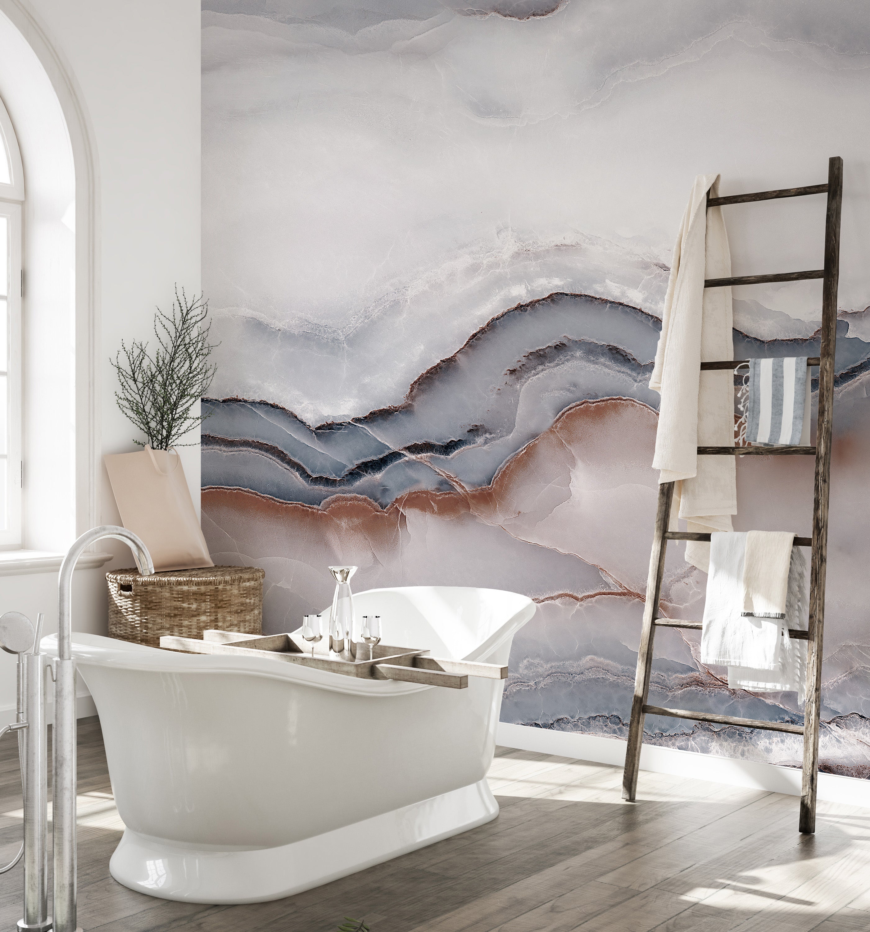 Cloudy Marble Wallpaper Mural for Elegant Interiors