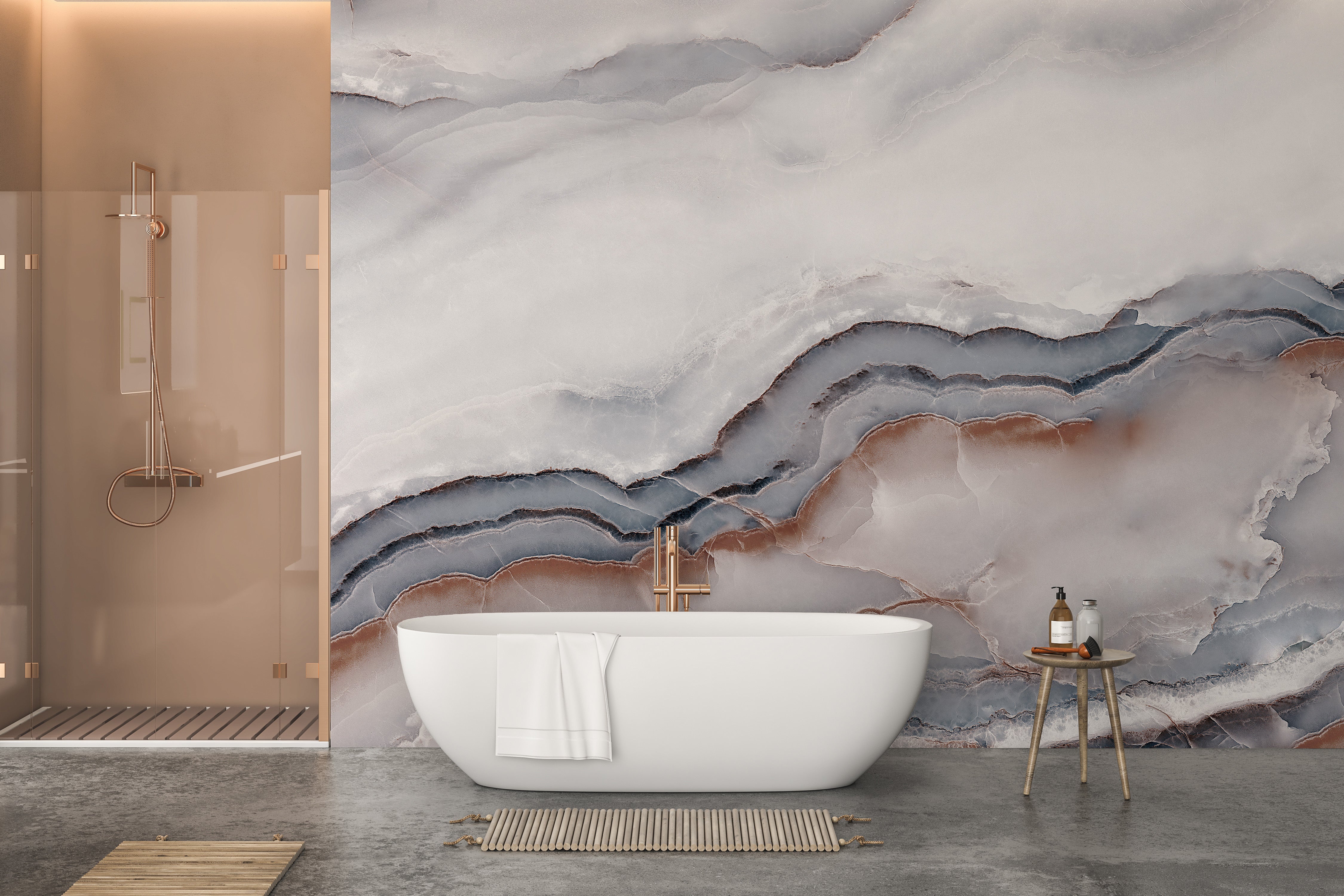 Striking White Marble Wallpaper Mural with Cloud Design