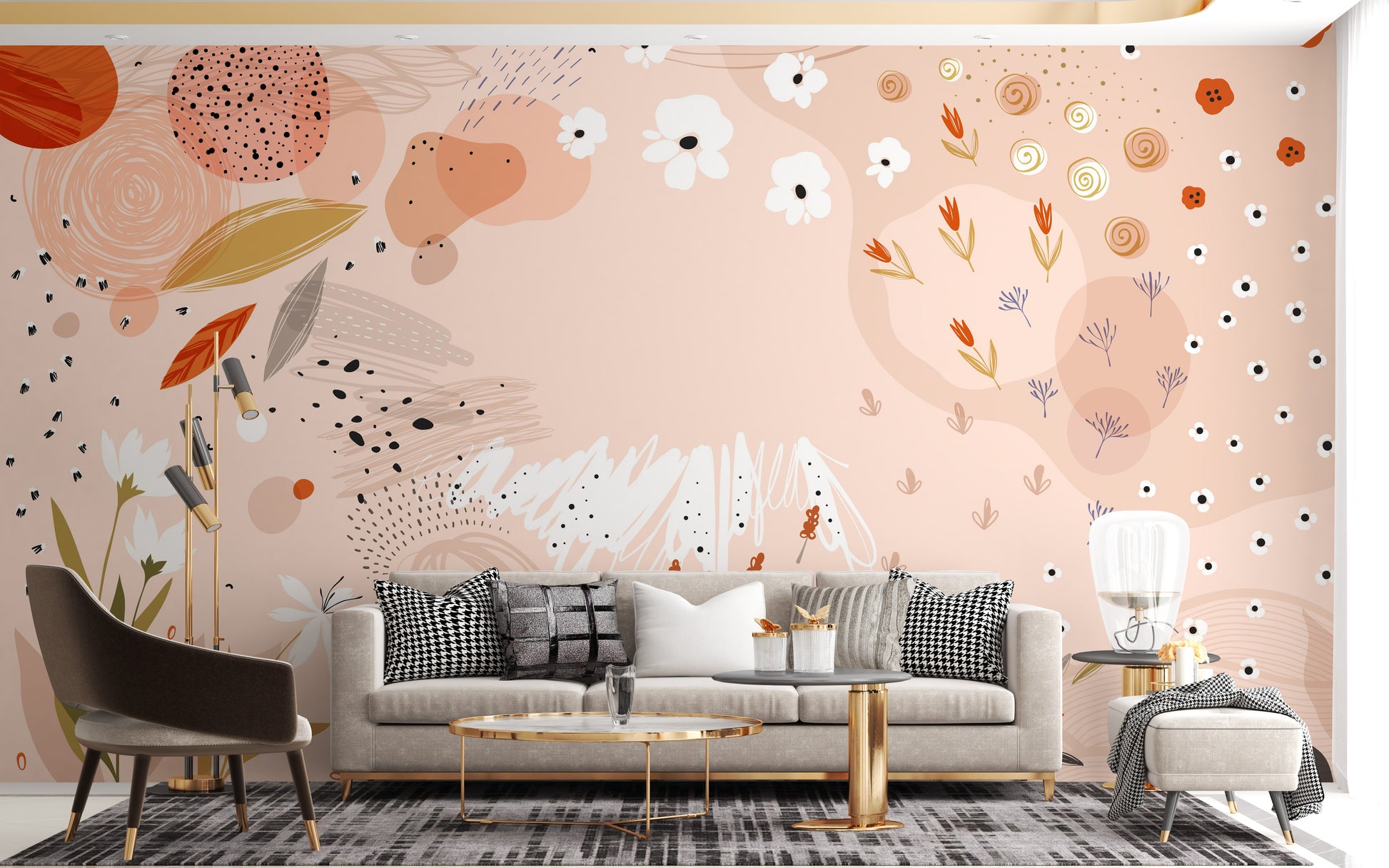 Modern Abstract Floral Art Wallpaper Mural for Homes