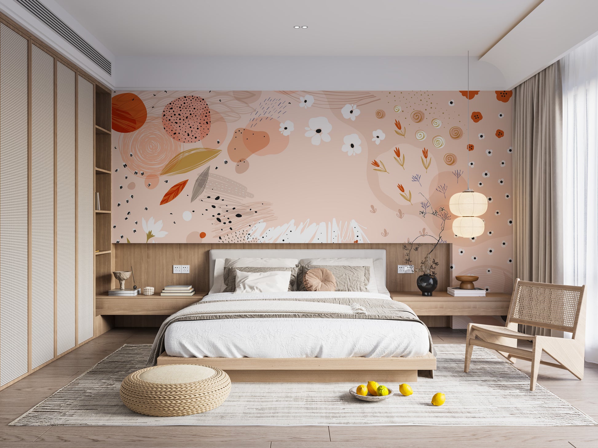 Abstract Floral Art Wallpaper Mural for Modern Style