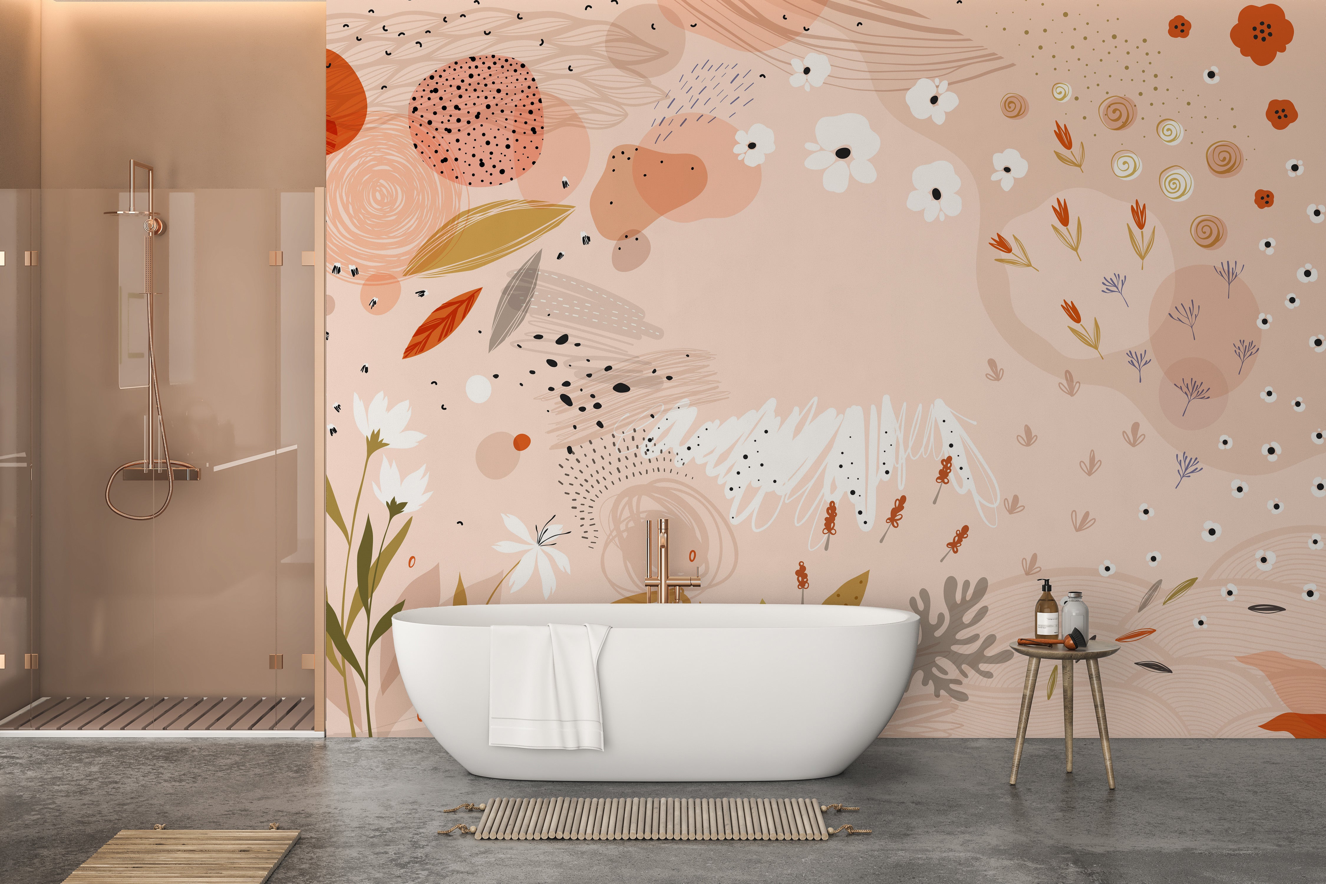 Stylish Abstract Floral Wallpaper Mural for Homes