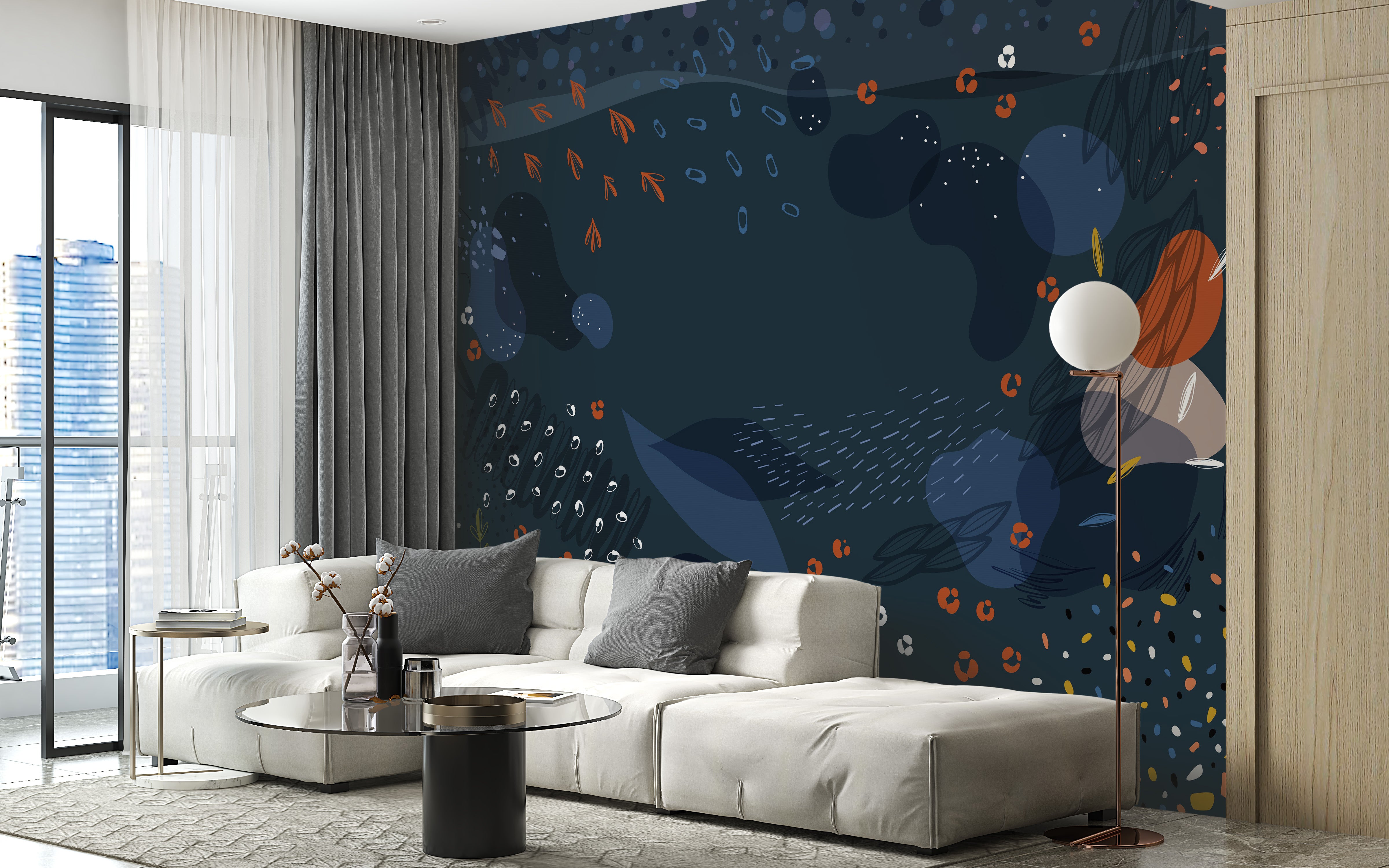 Blue Modern Abstract Wallpaper for Unique Wall Design