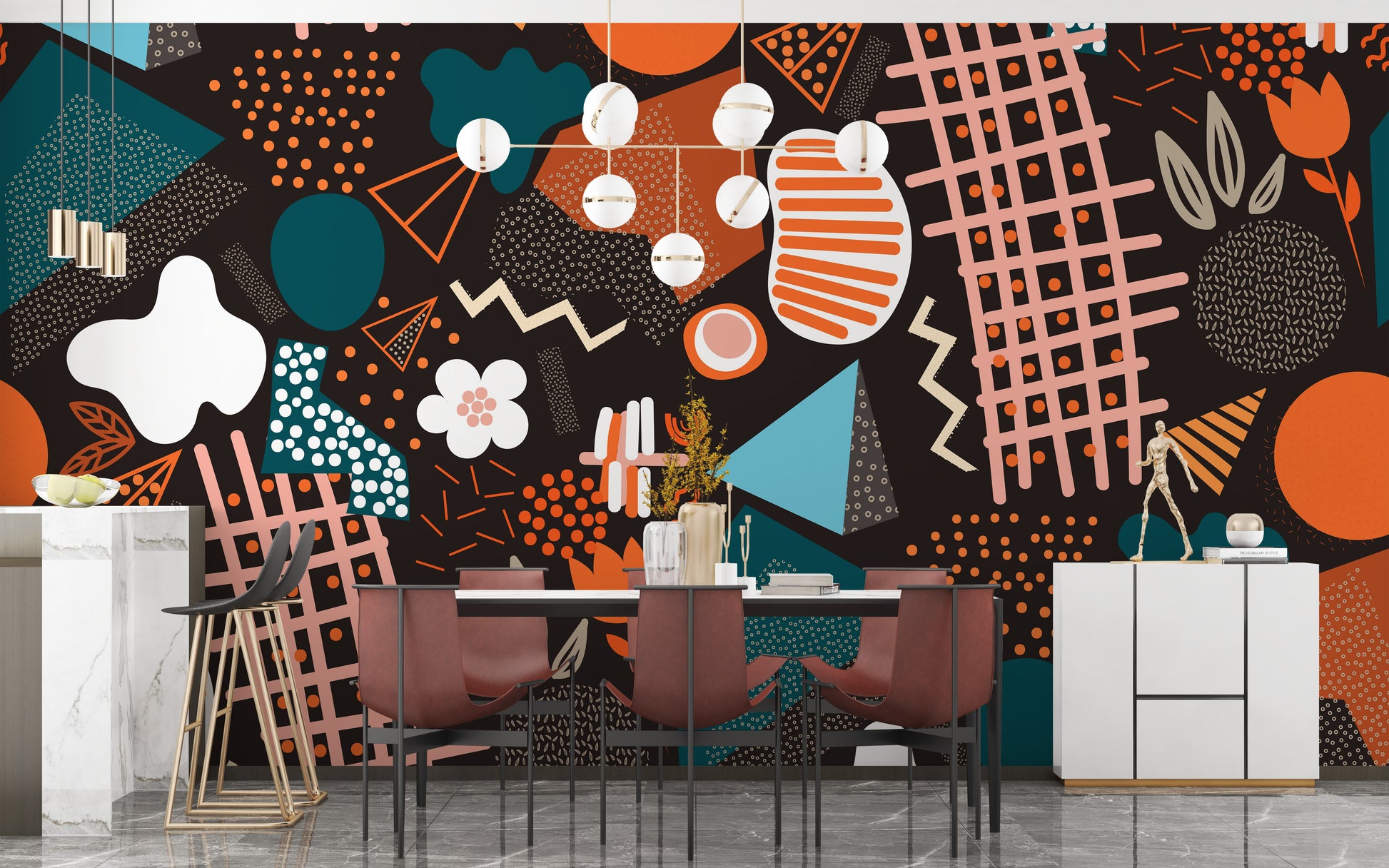 Abstract shapes geometric wallpaper mural
