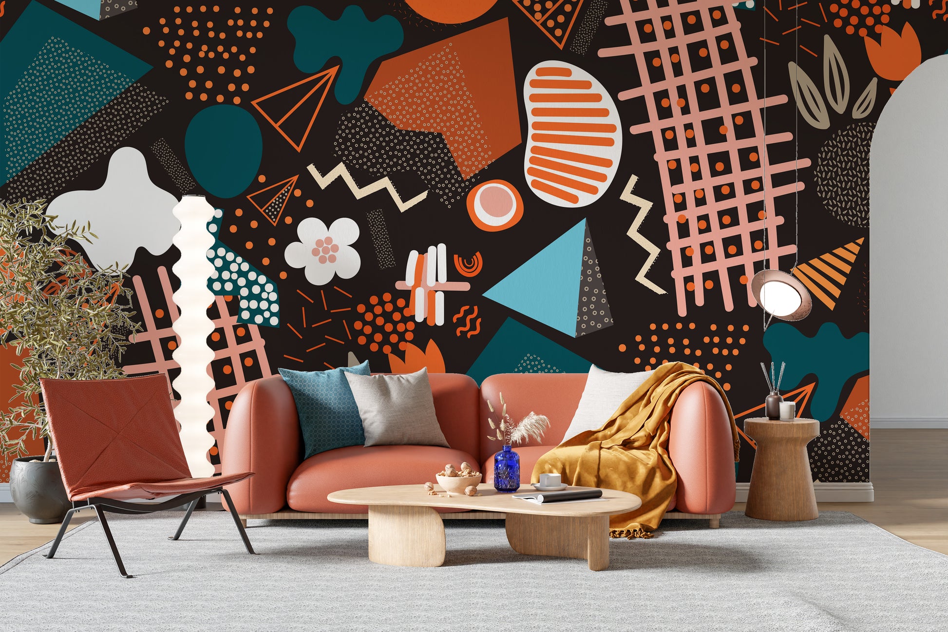 Geometric abstract wallpaper mural in style
