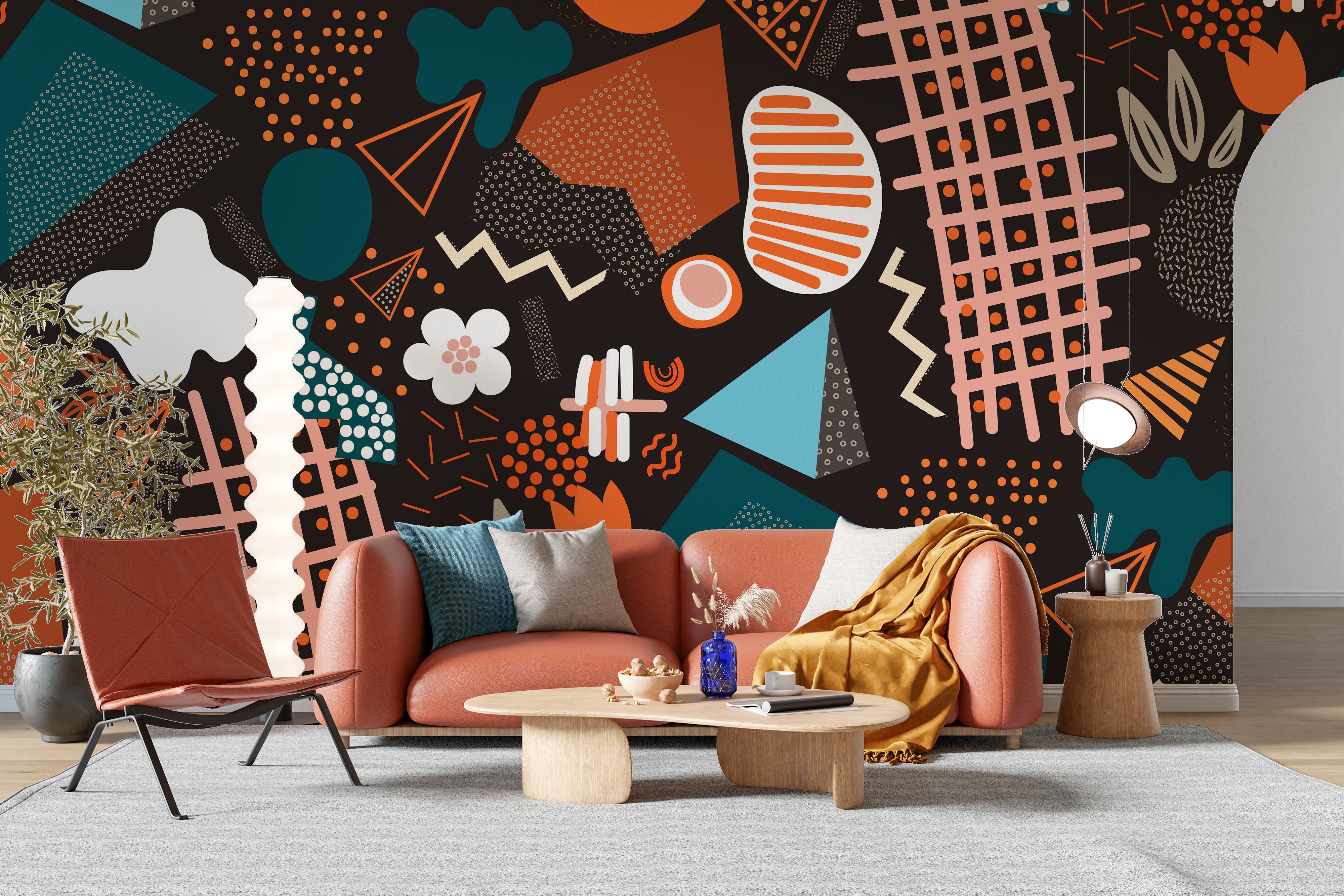 Geometric abstract wallpaper mural in style
