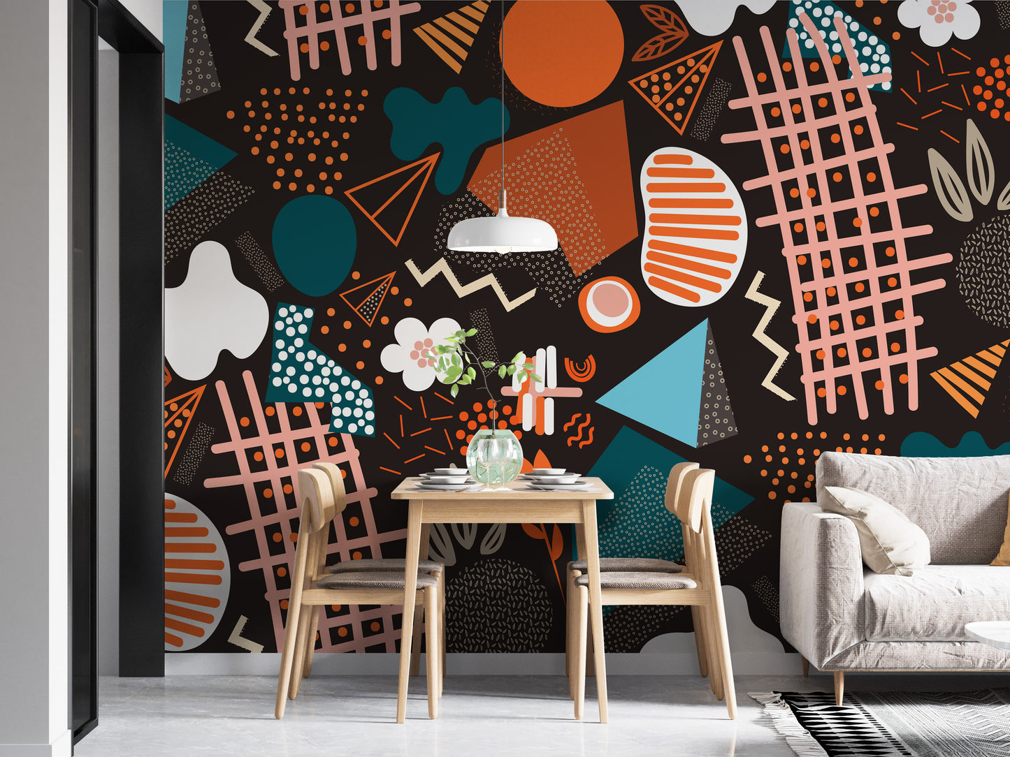 Creative shapes geometric art wallpaper mural
