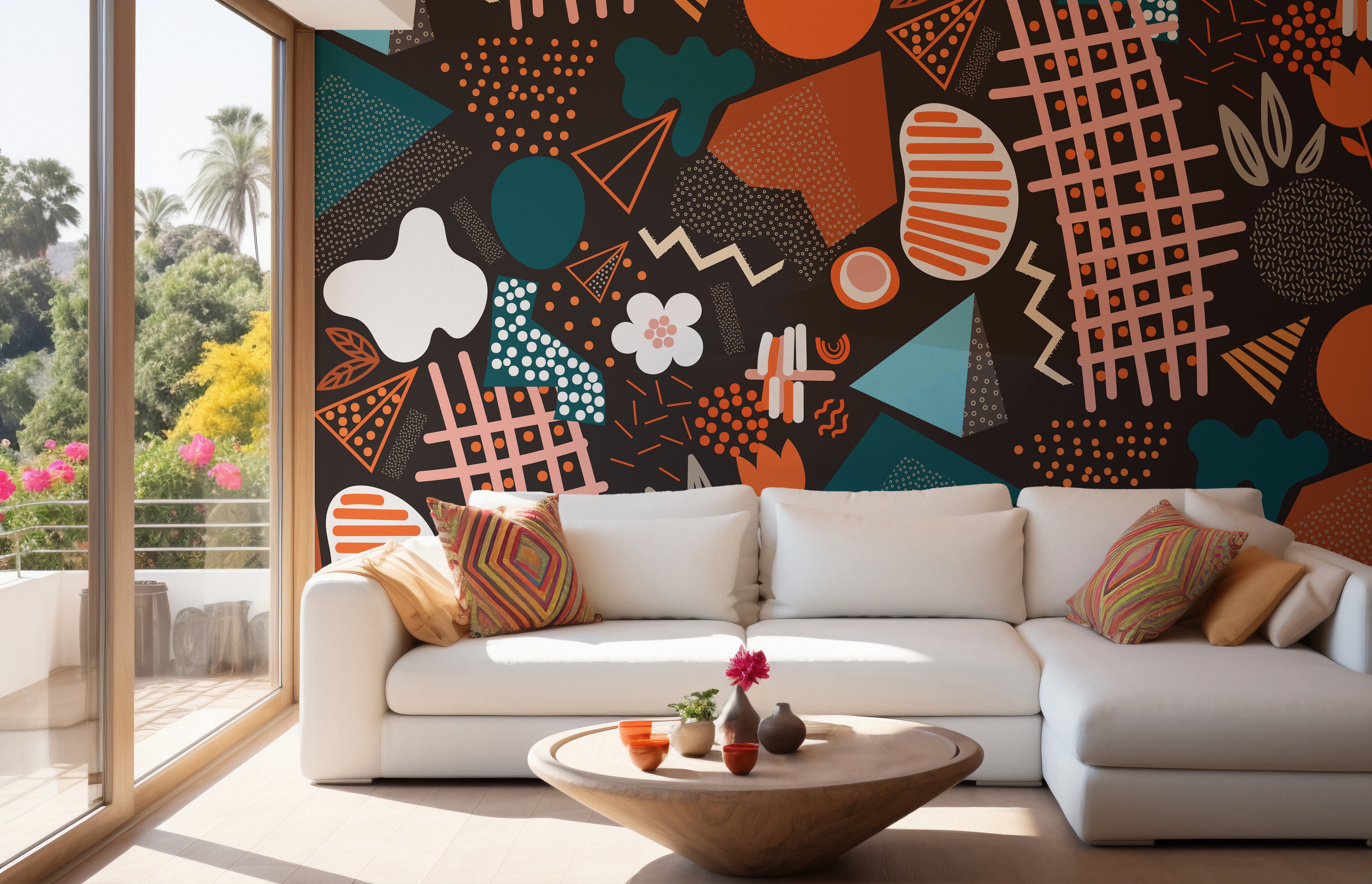 Chic geometric patterns wallpaper mural
