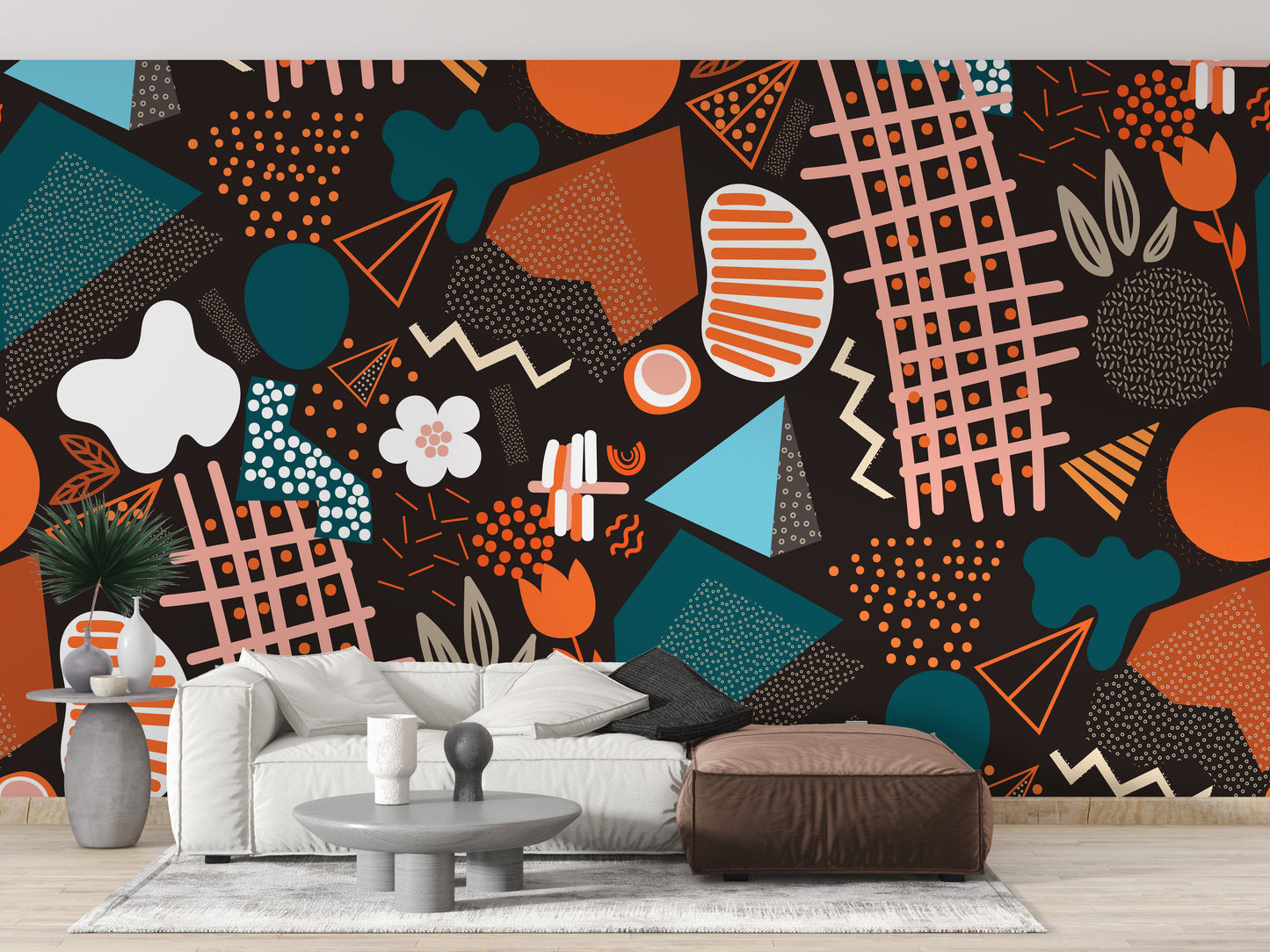 Minimalist geometric art wallpaper mural
