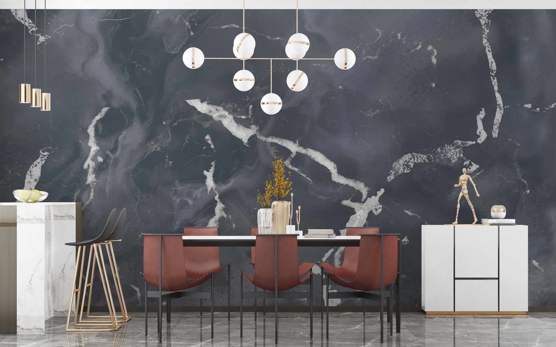 Sophisticated natural marble granite wallpaper mural