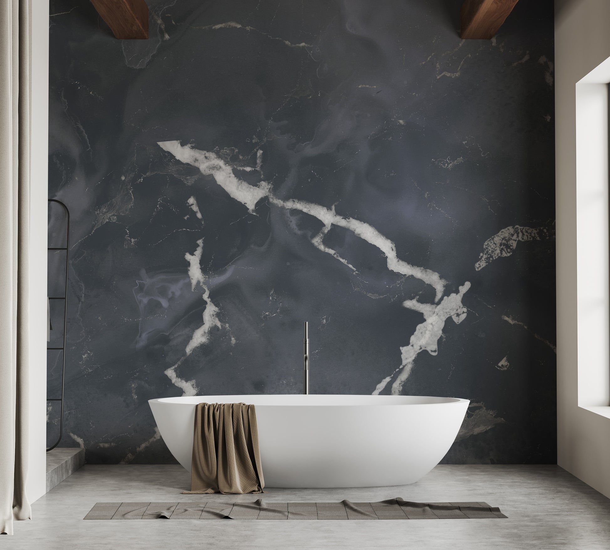 Dark gray terrazzo marble wallpaper mural design