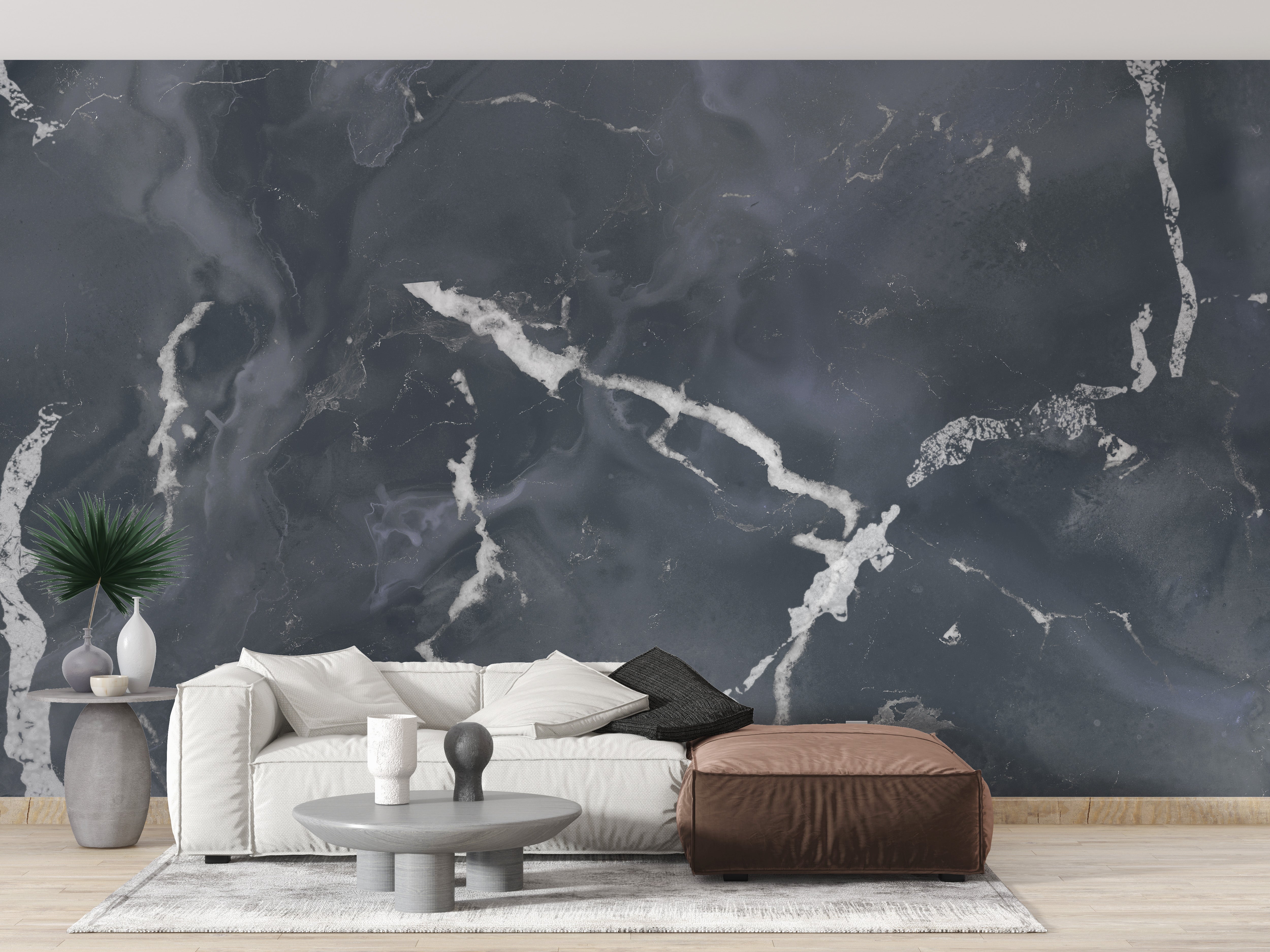 Artistic dark gray terrazzo wallpaper mural decor