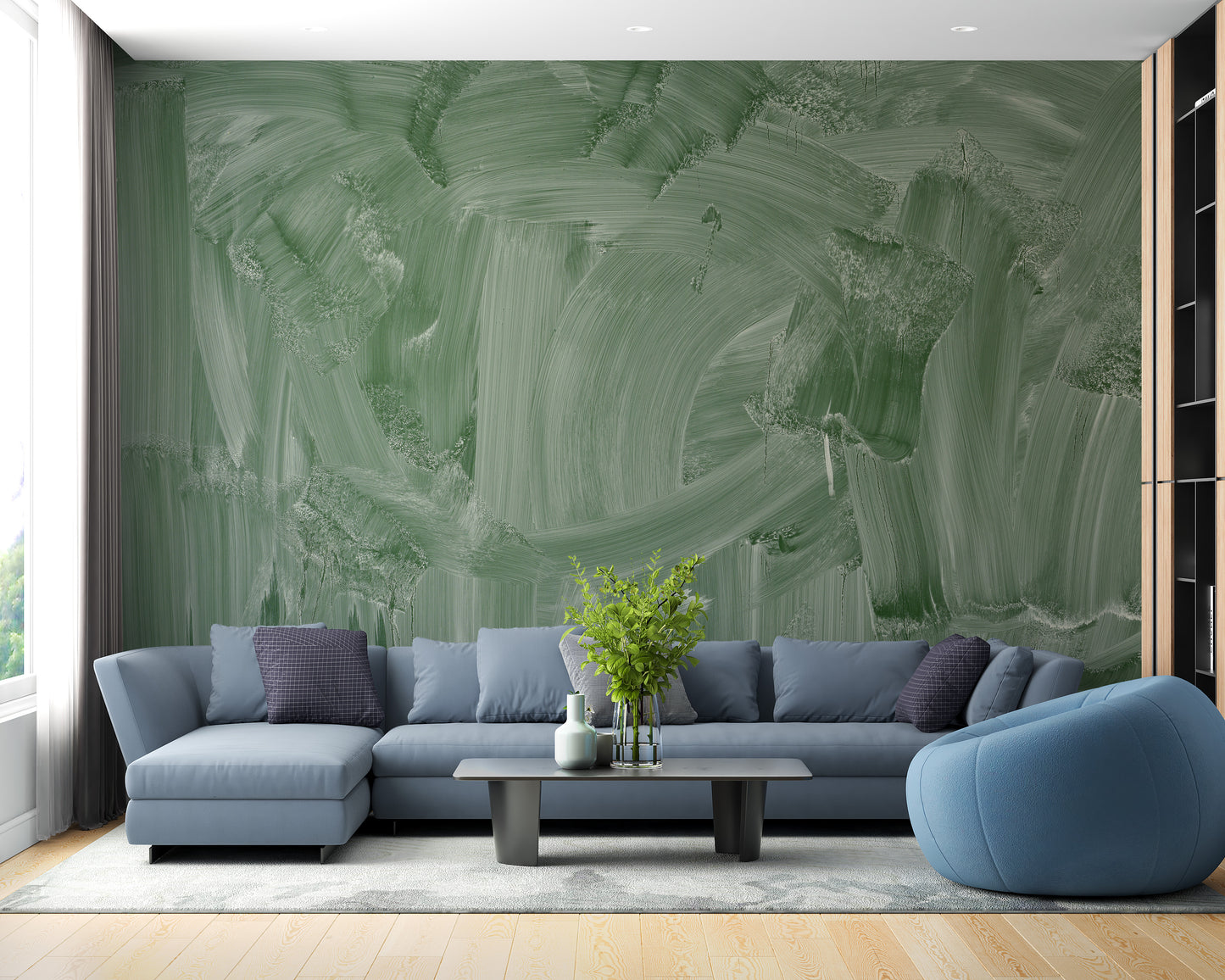 Modern Smudge Green Board Wallpaper Mural Art