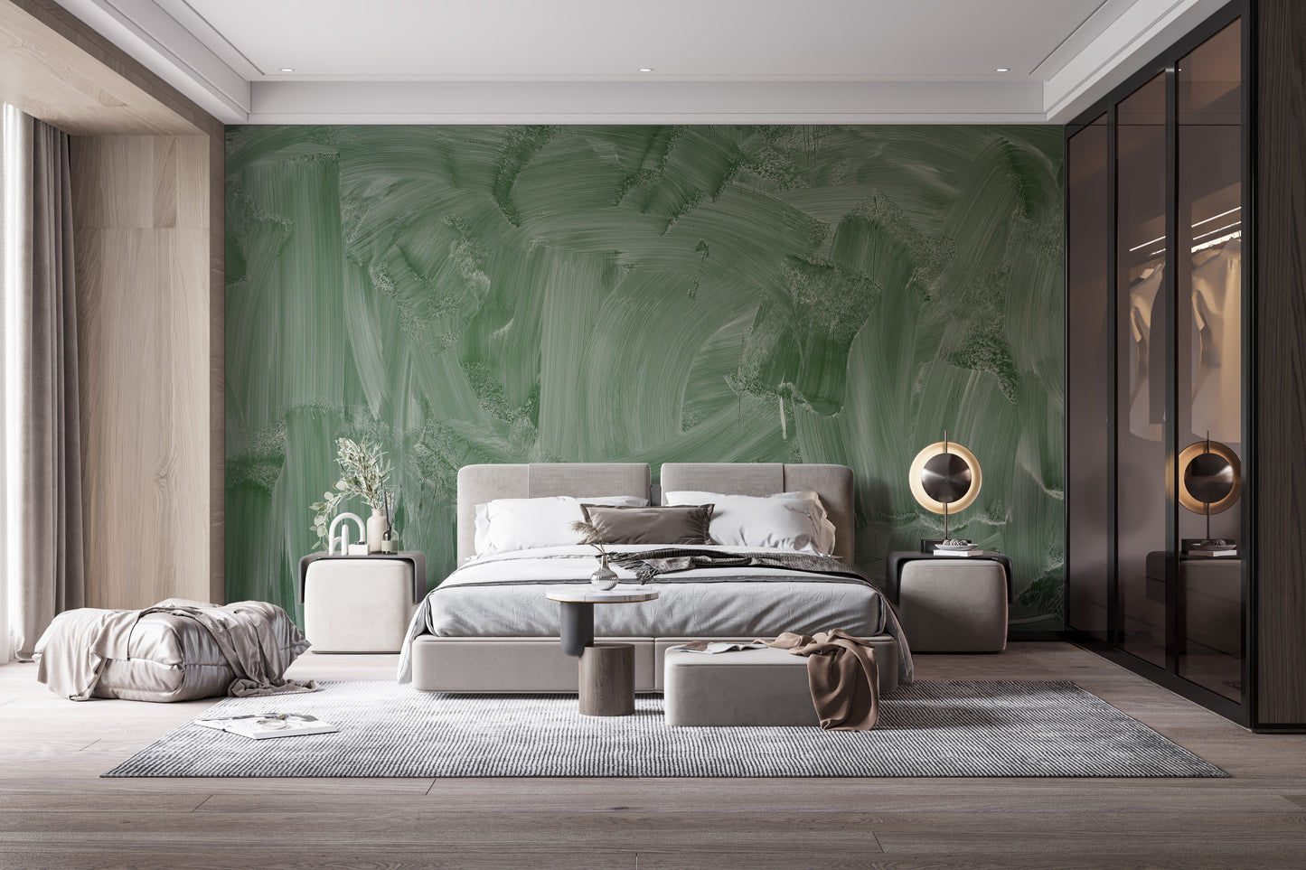 Minimalist Smudge Green Board Wallpaper Mural Look