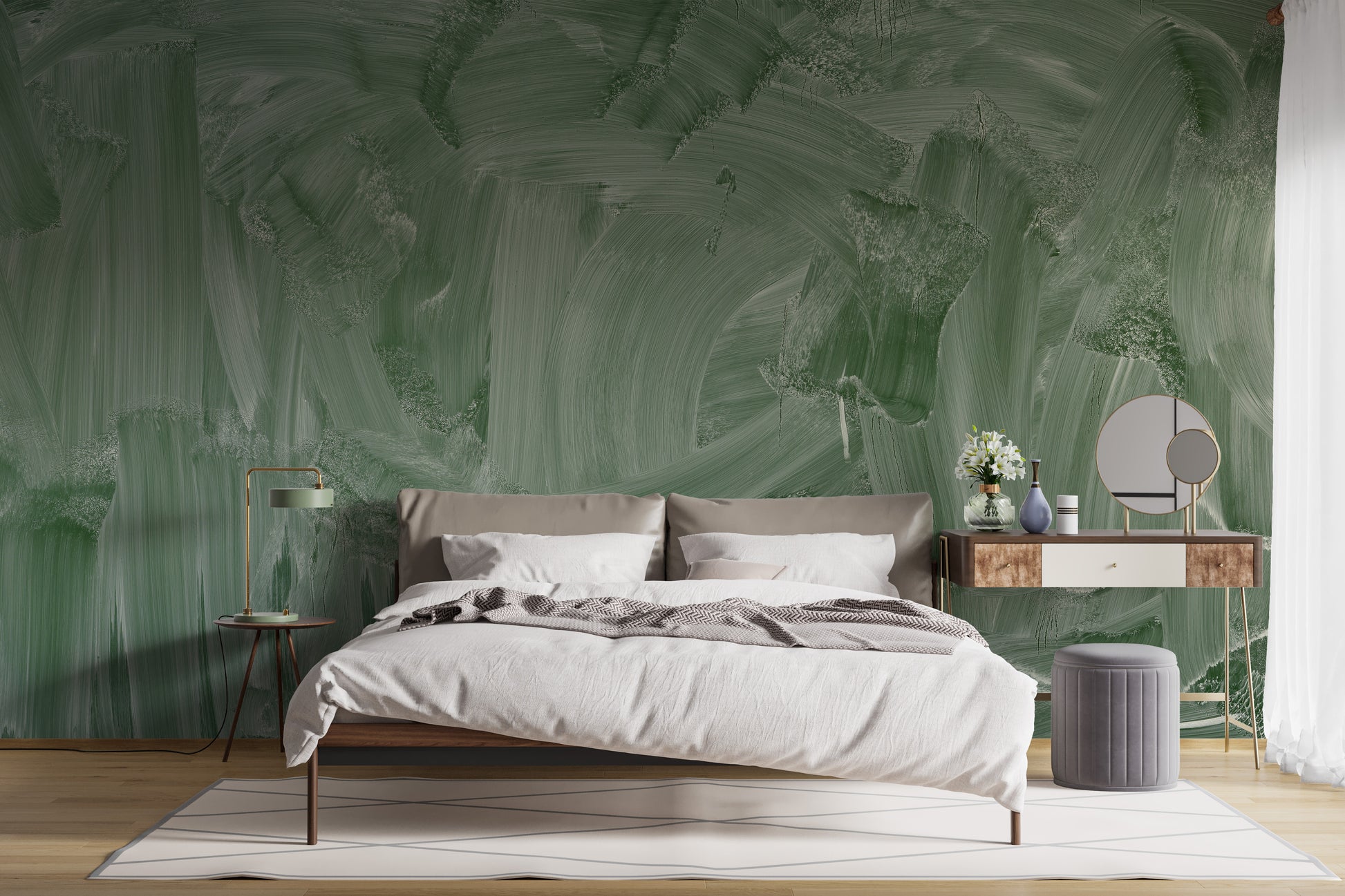 Unique Smudge Green Board Wallpaper Mural Pattern