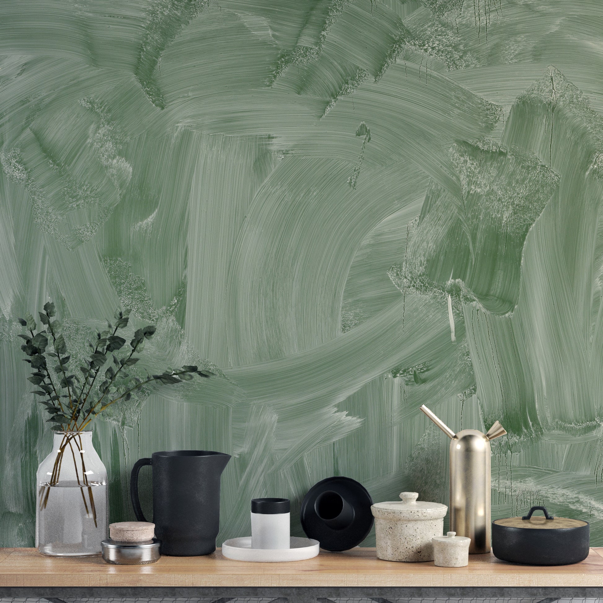 Artistic Smudge Green Board Wallpaper Mural Design