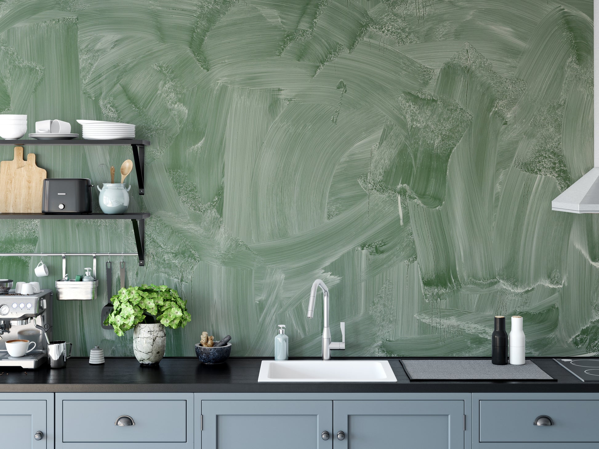 Smudge Green Board Wallpaper Mural - Subtle Style