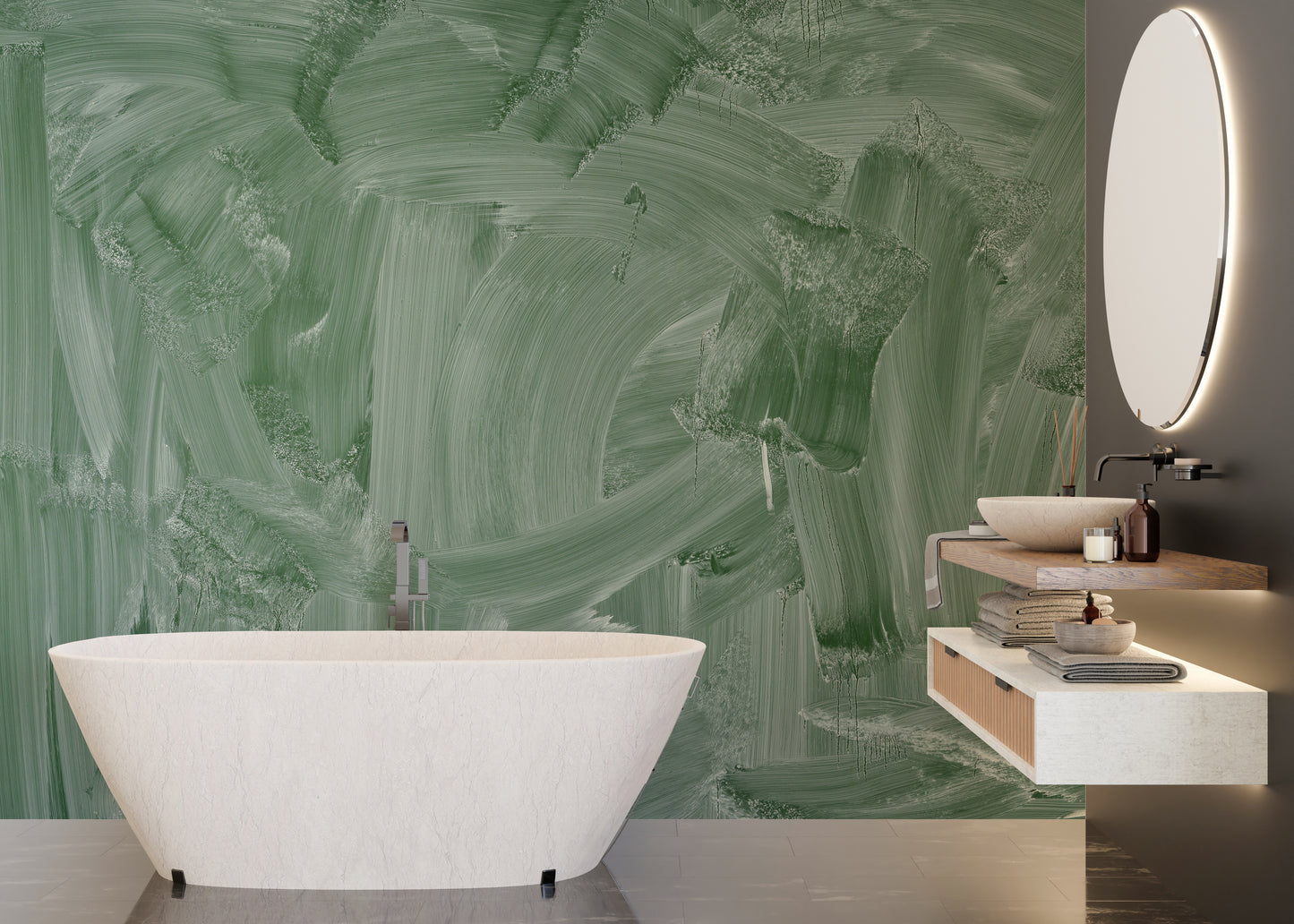 Smudge Green Board Wallpaper Mural with Texture