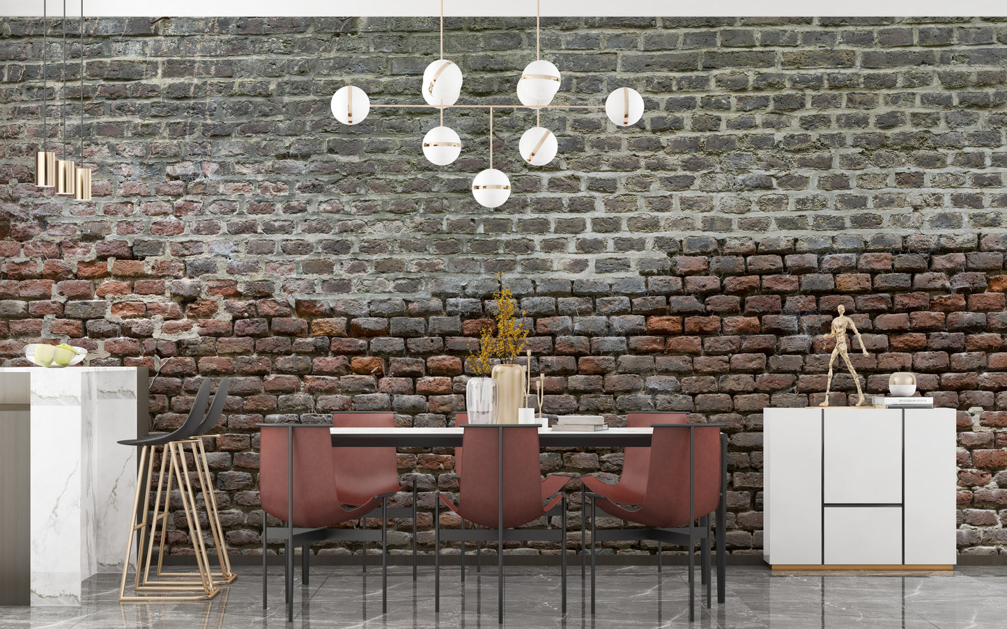 Soiled Dirt & Rustic Brick Wallpaper Mural Decor Idea