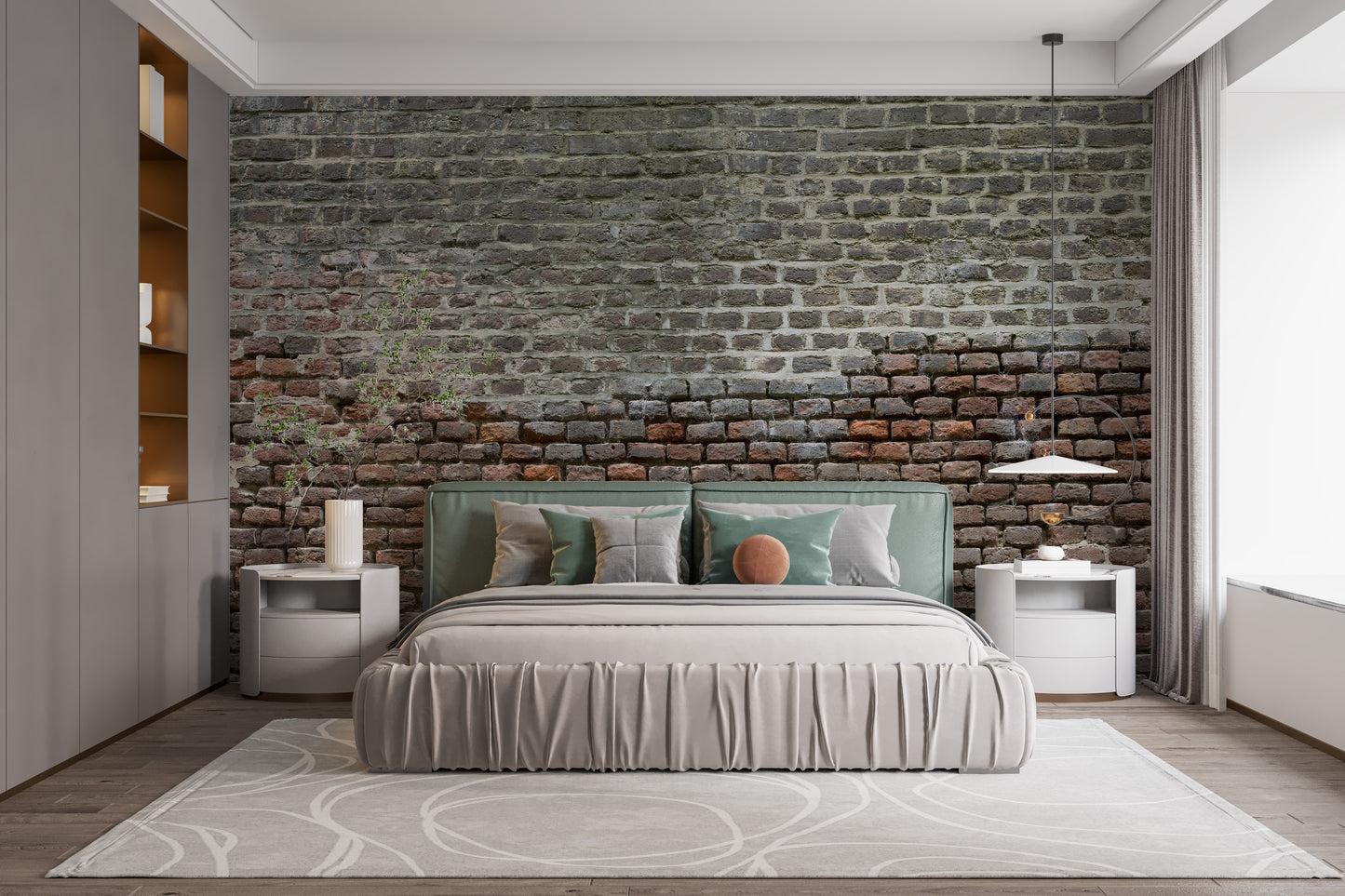 Rustic Brick & Soiled Dirt Wallpaper Mural Design
