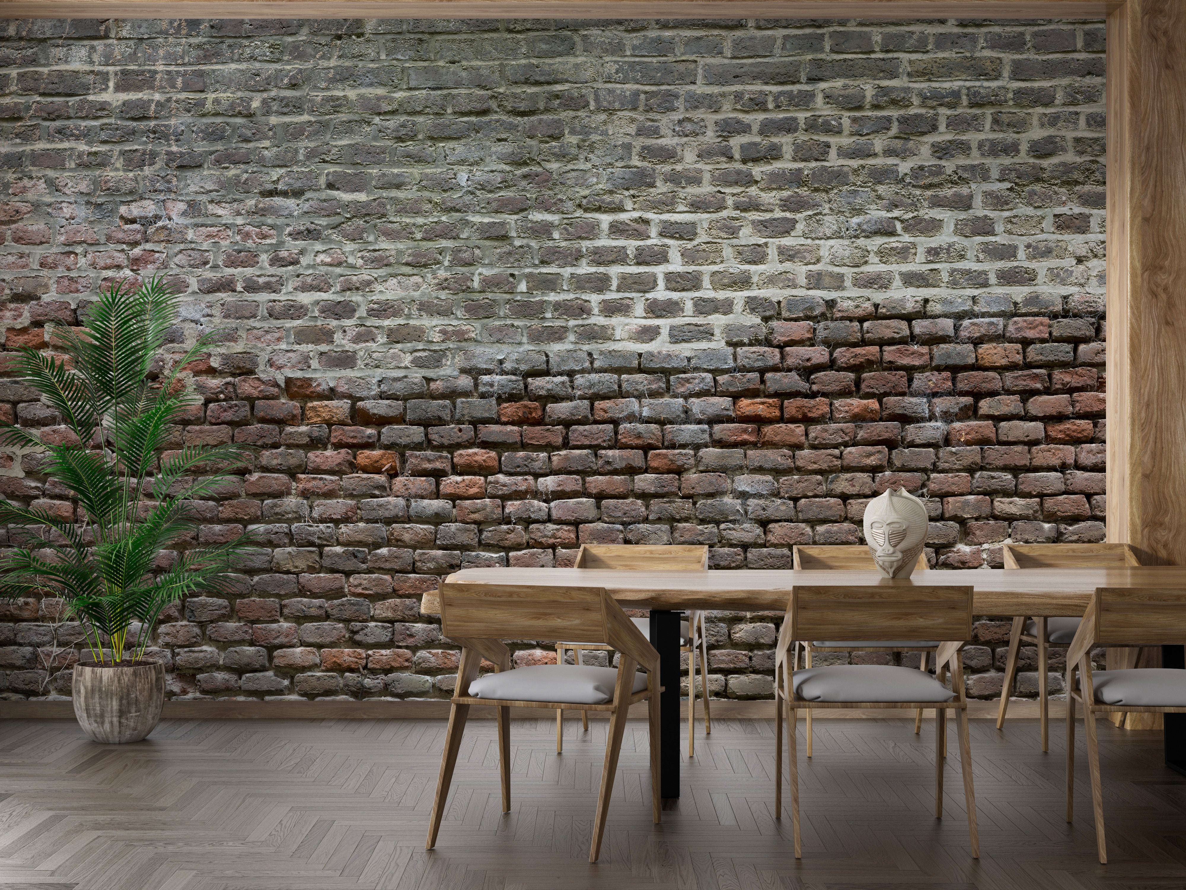 Rustic Brick and Soiled Dirt Wallpaper Mural Style
