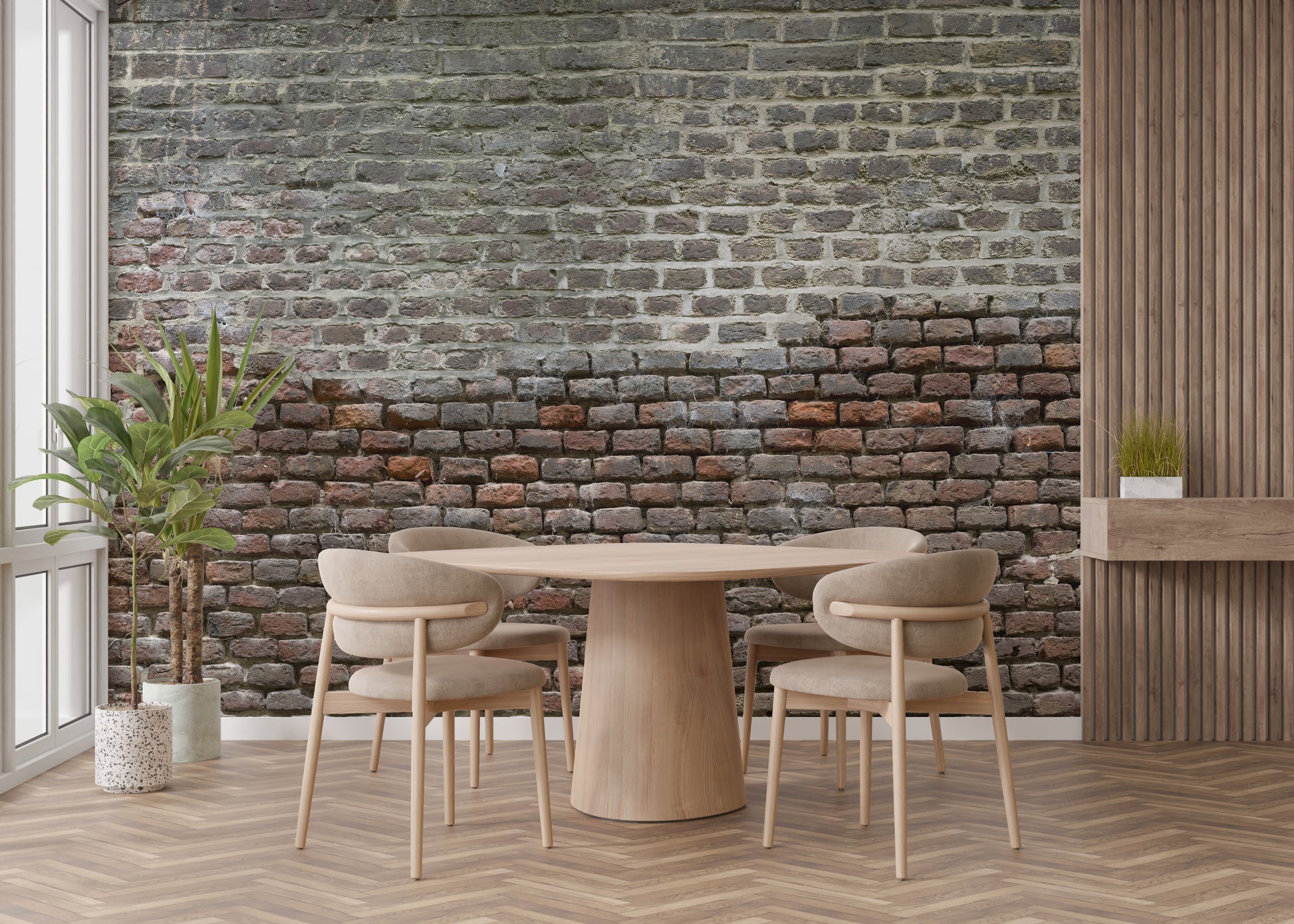 Soiled Dirt and Rustic Brick Wallpaper Mural Accent
