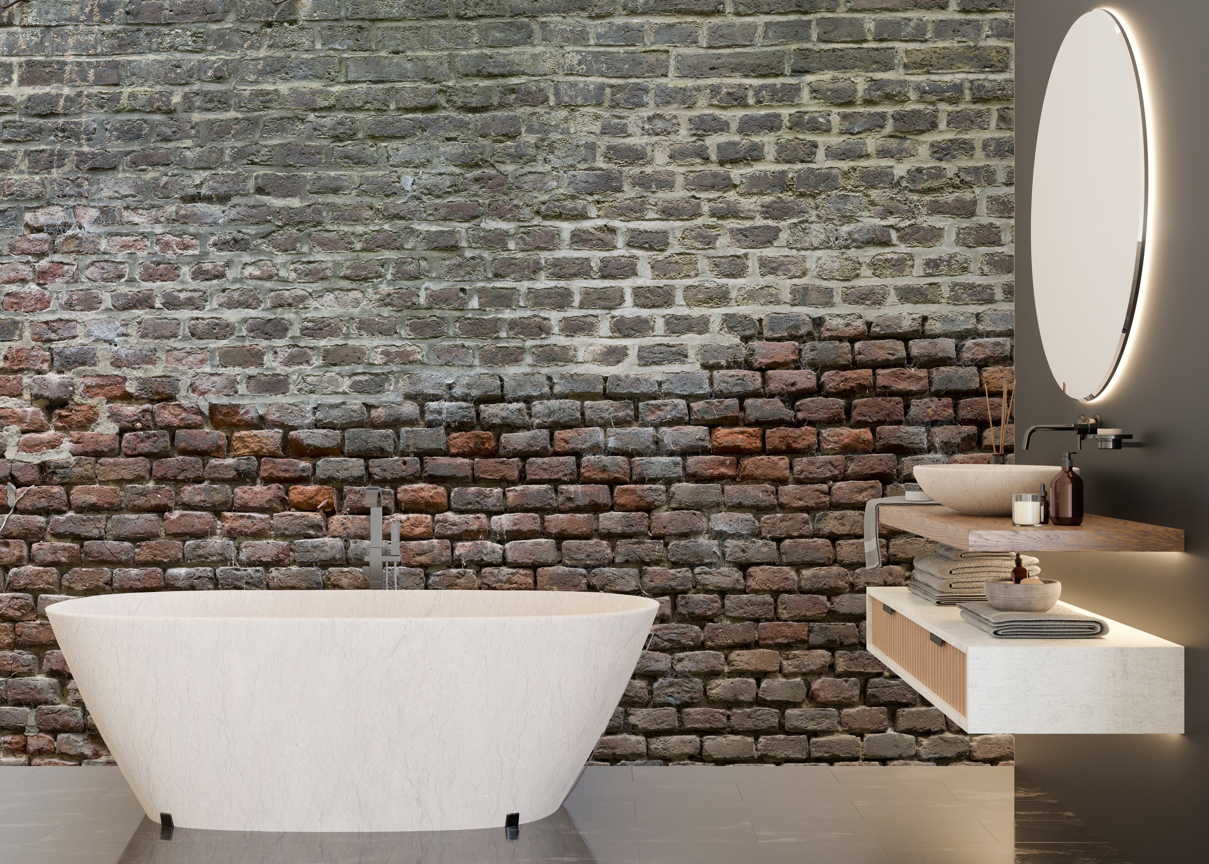 Textured Soiled Dirt & Rustic Brick Wallpaper Mural
