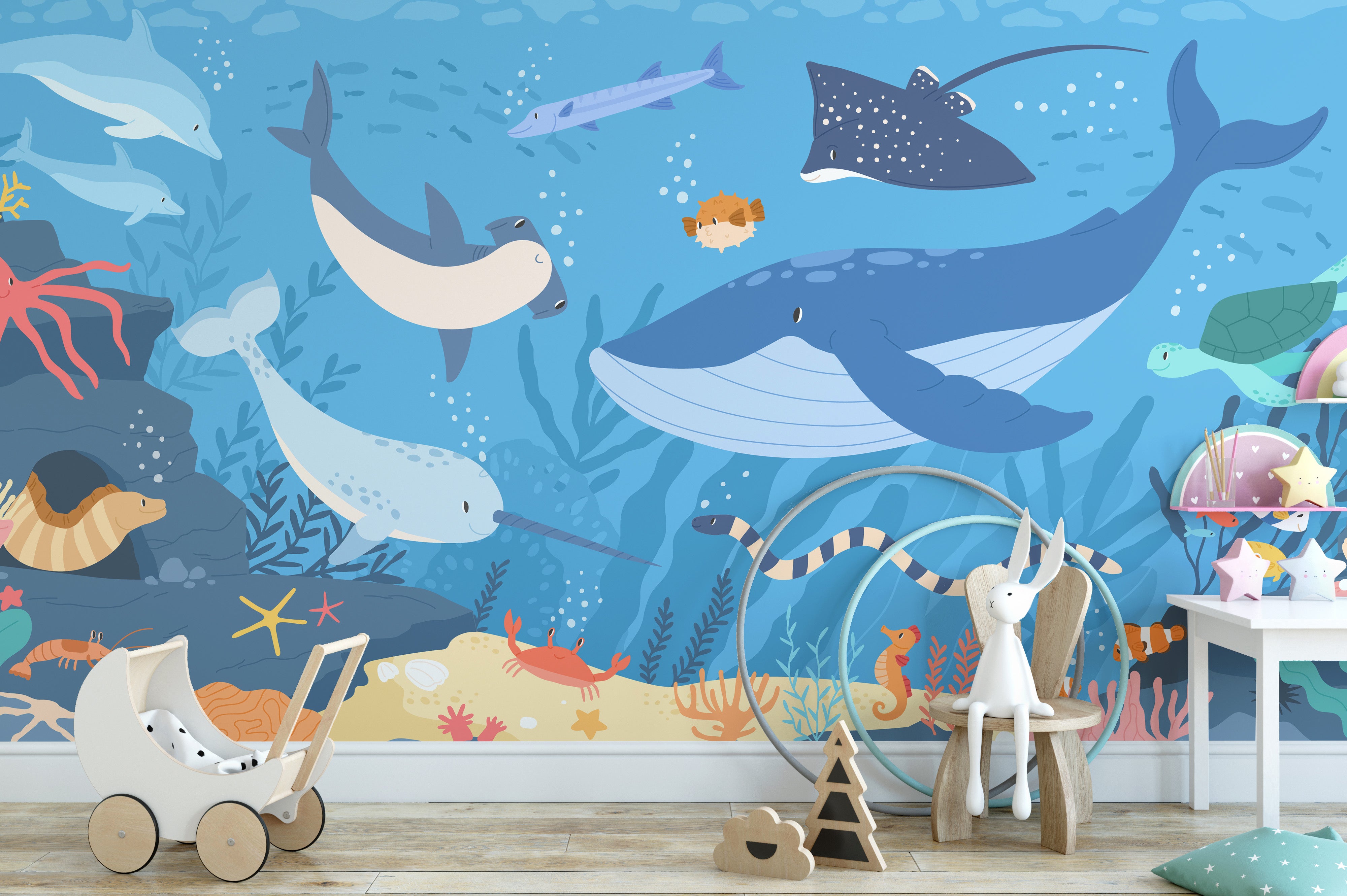 Exotic Marine Life Wallpaper Mural - Underwater Art