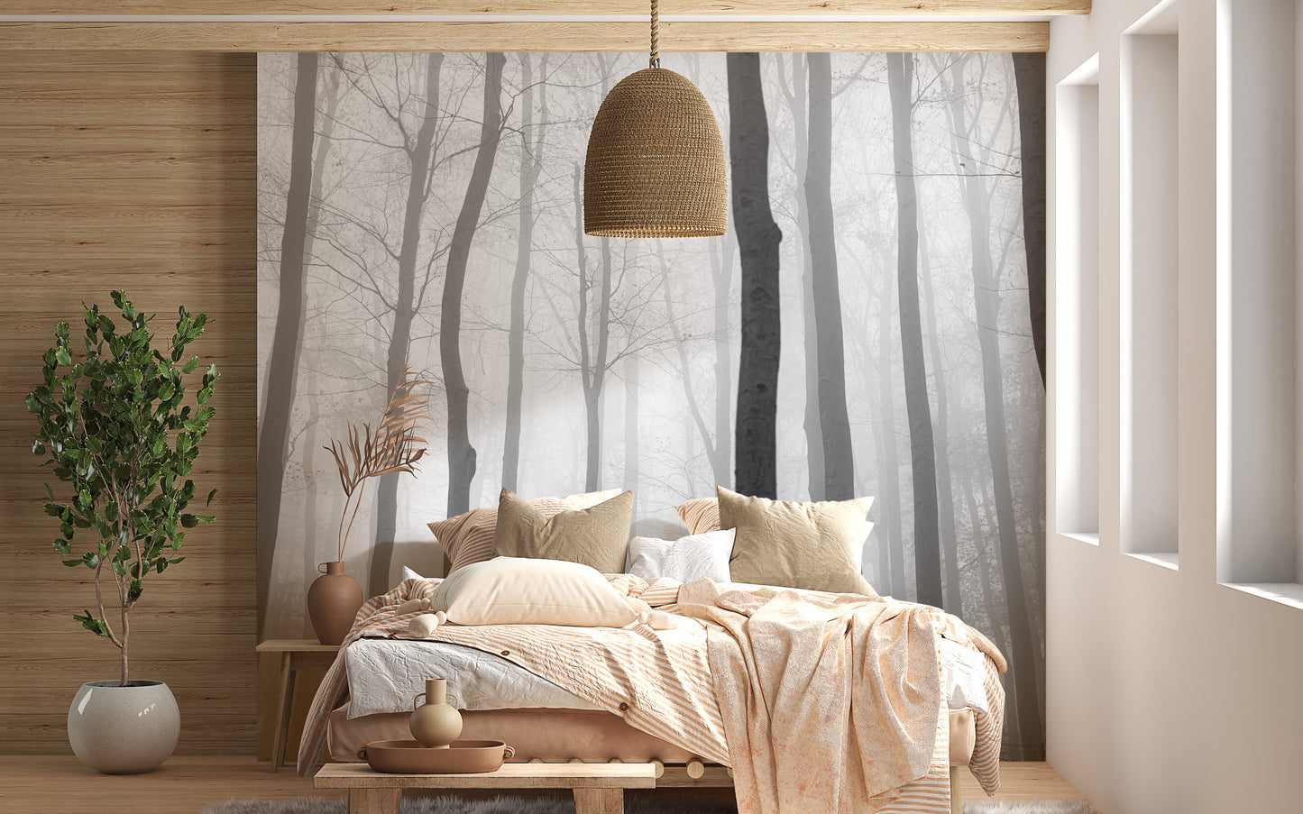 Foggy Forest Wallpaper Mural - Jungle Serenity