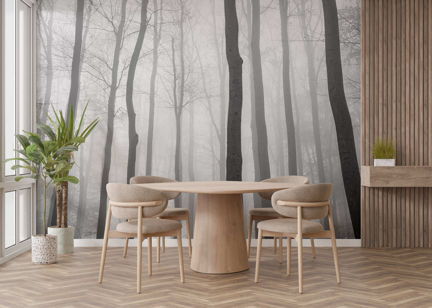 Calm Foggy Jungle Wallpaper Mural - Scenic Vista
