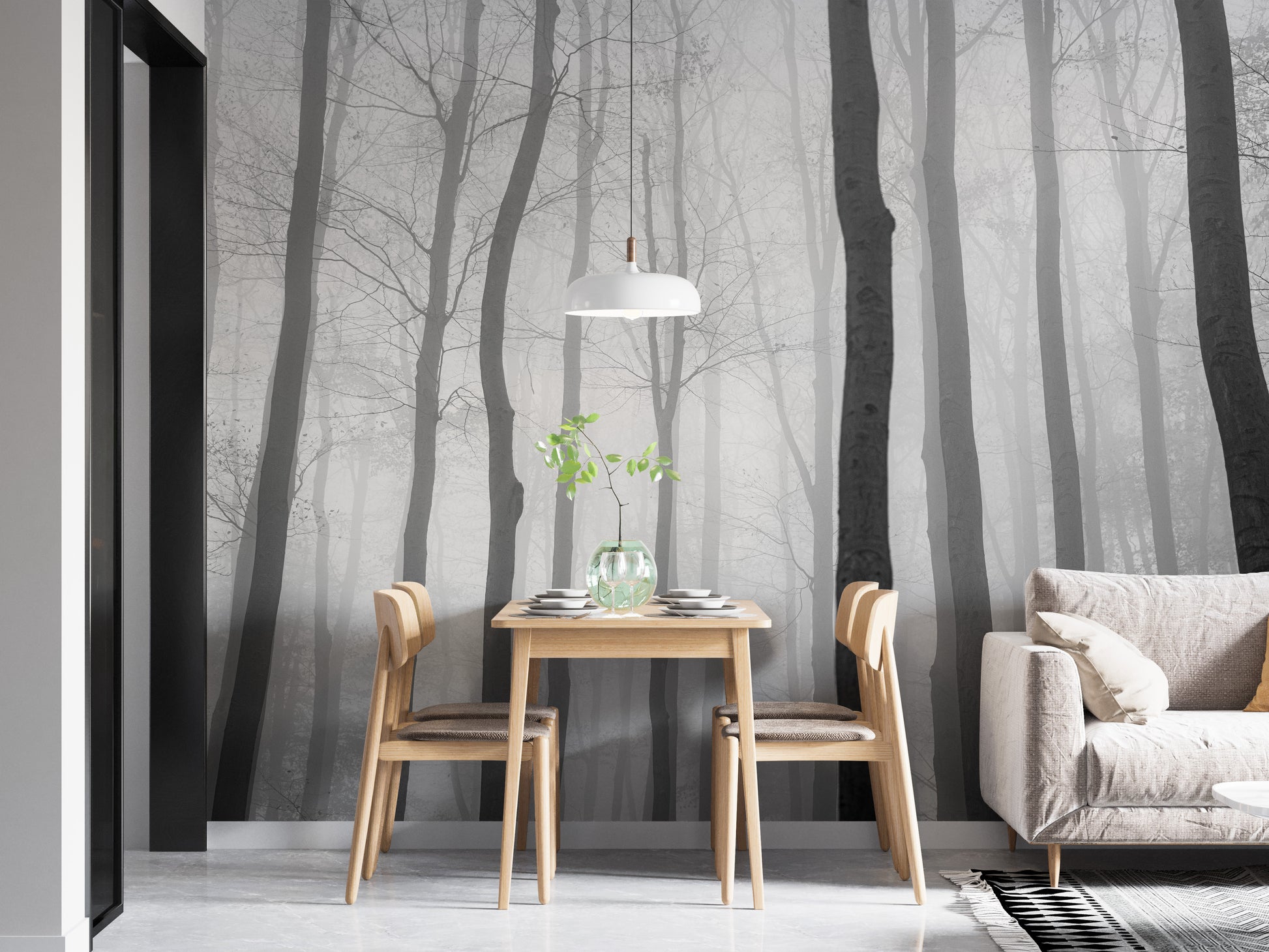 Mystic Forest Wallpaper Mural - Foggy Jungle Scene
