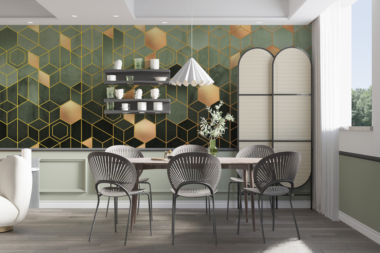 Gold Ombre Hexagonal Wallpaper Mural for Walls
