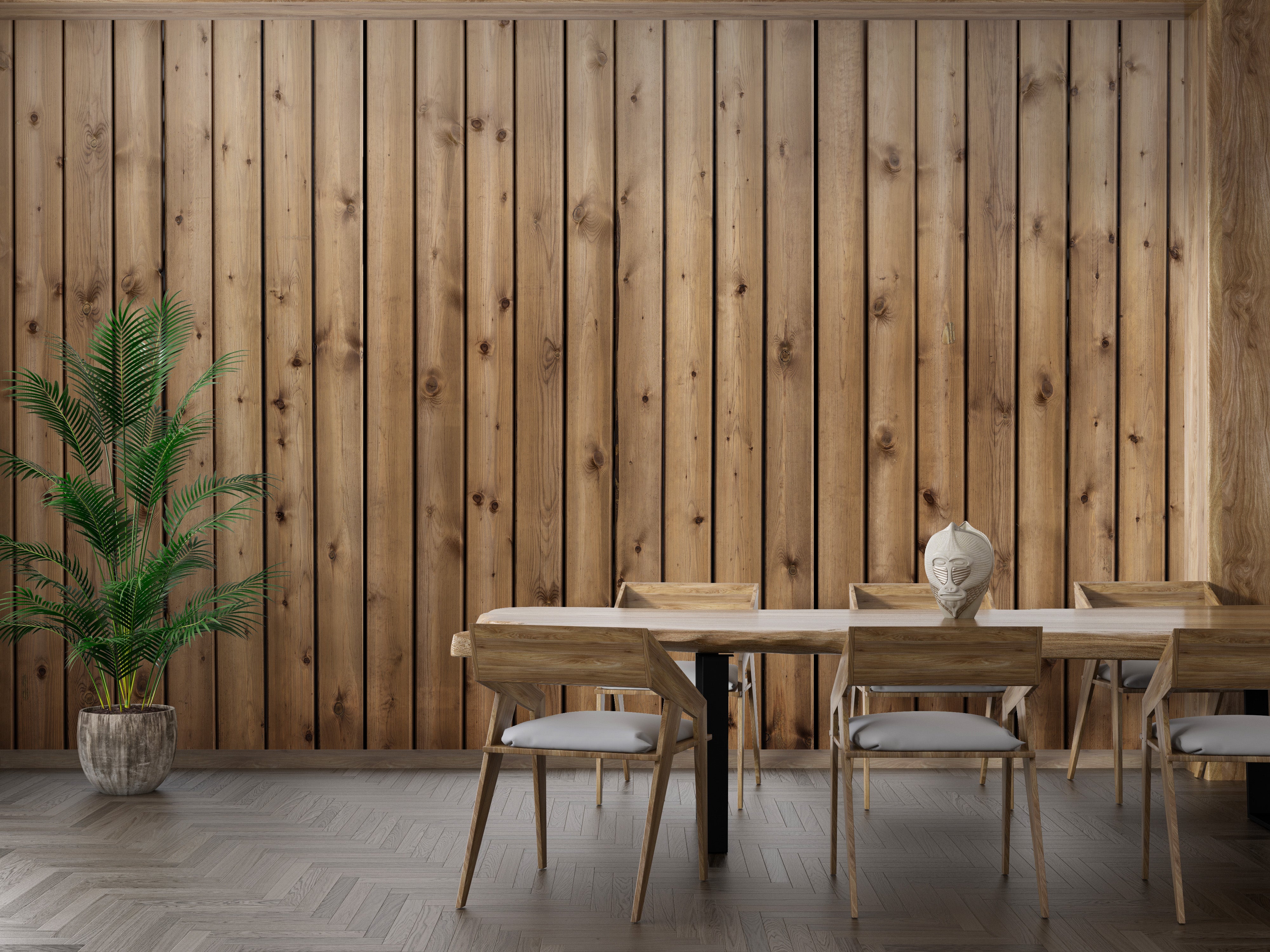 Brown wood stripe wallpaper for natural wall accents