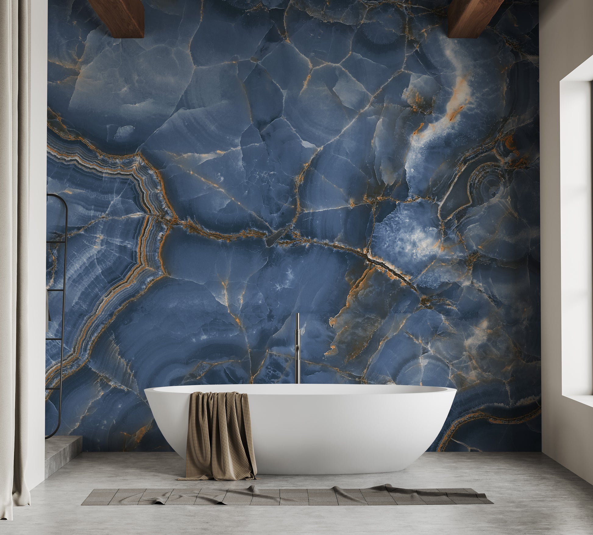 Luxury white-blue onyx marble mural for statement walls