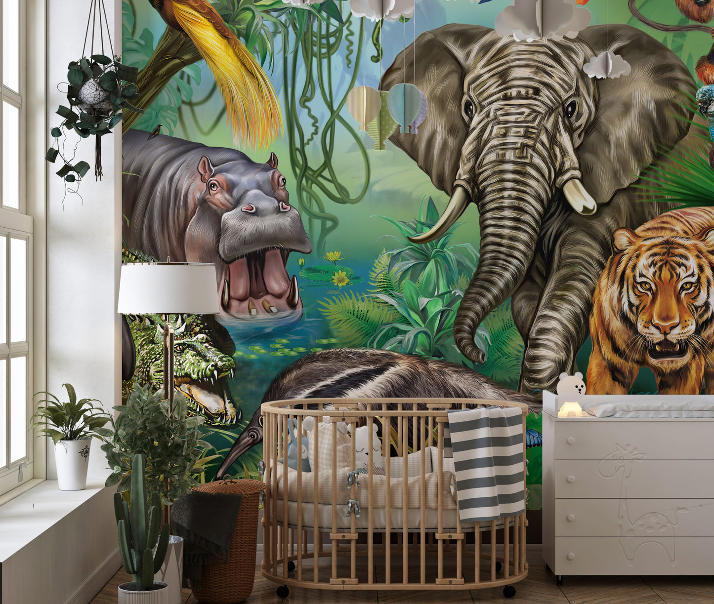 Forest wildlife wallpaper mural for children's rooms