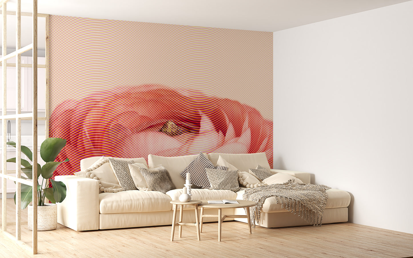 Artistic red rose flower mural for vibrant wall decor