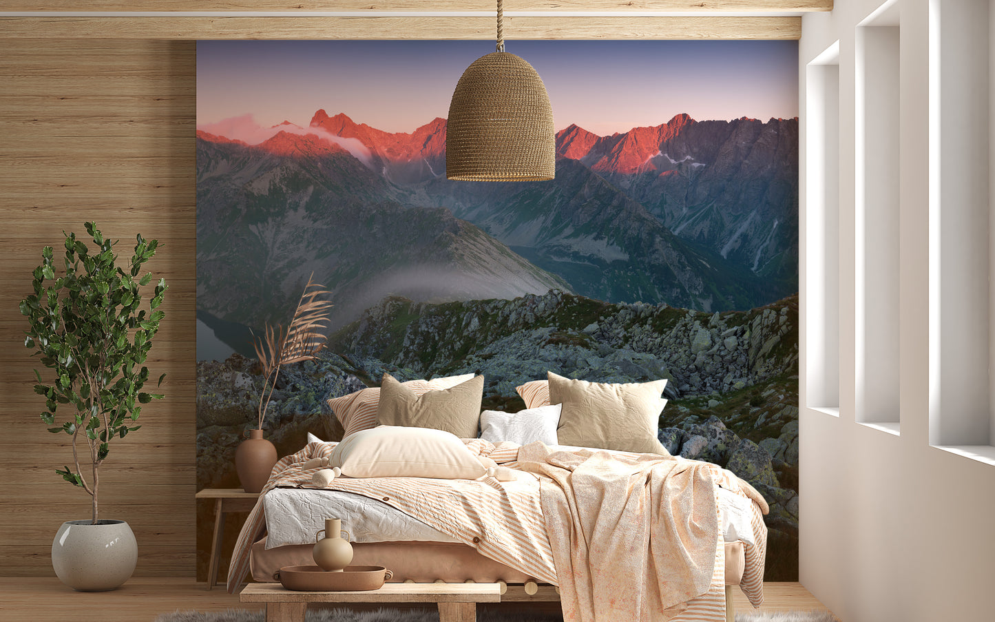 Slovakian Mountain Sunset Mural for Living Rooms