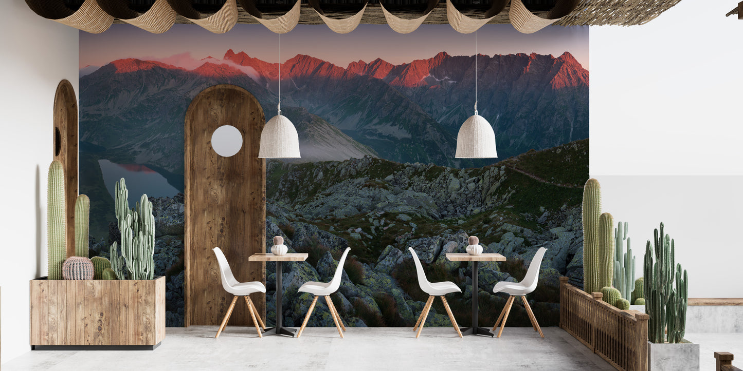 Majestic Slovakian Mountain Sunset Mural for Rooms