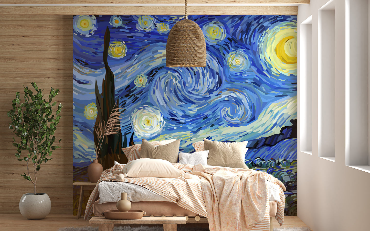 Starry Night Mural Inspired by Van Gogh’s Masterpiece