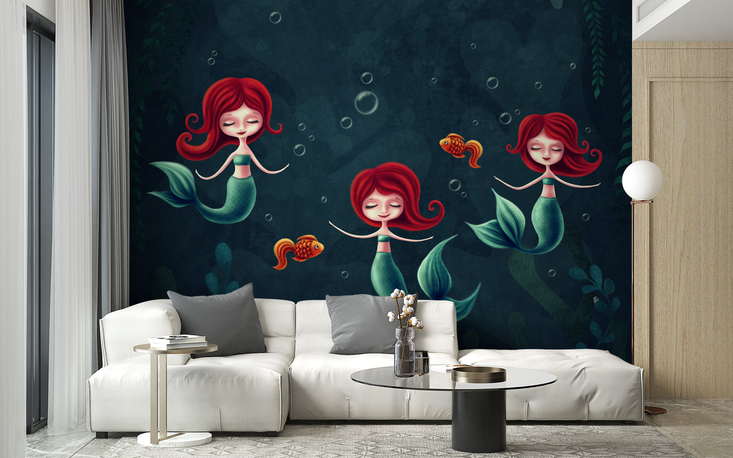 Three Underwater Mermaids Wallpaper Mural