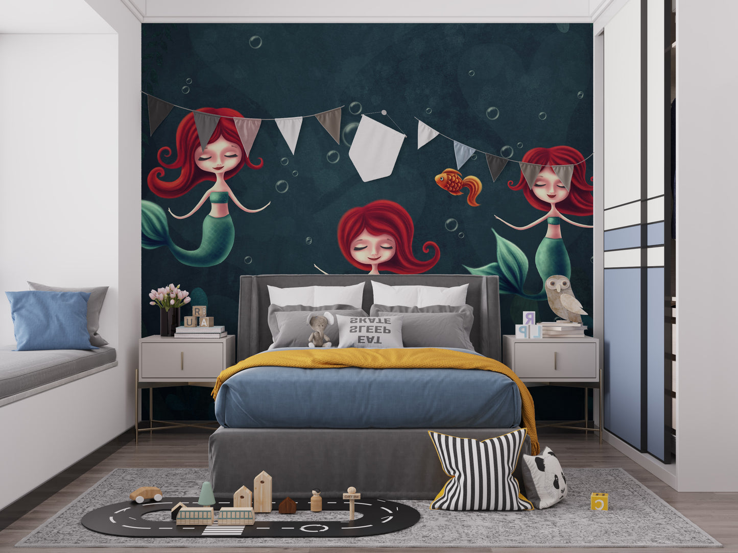 Three Underwater Mermaids Wallpaper Mural