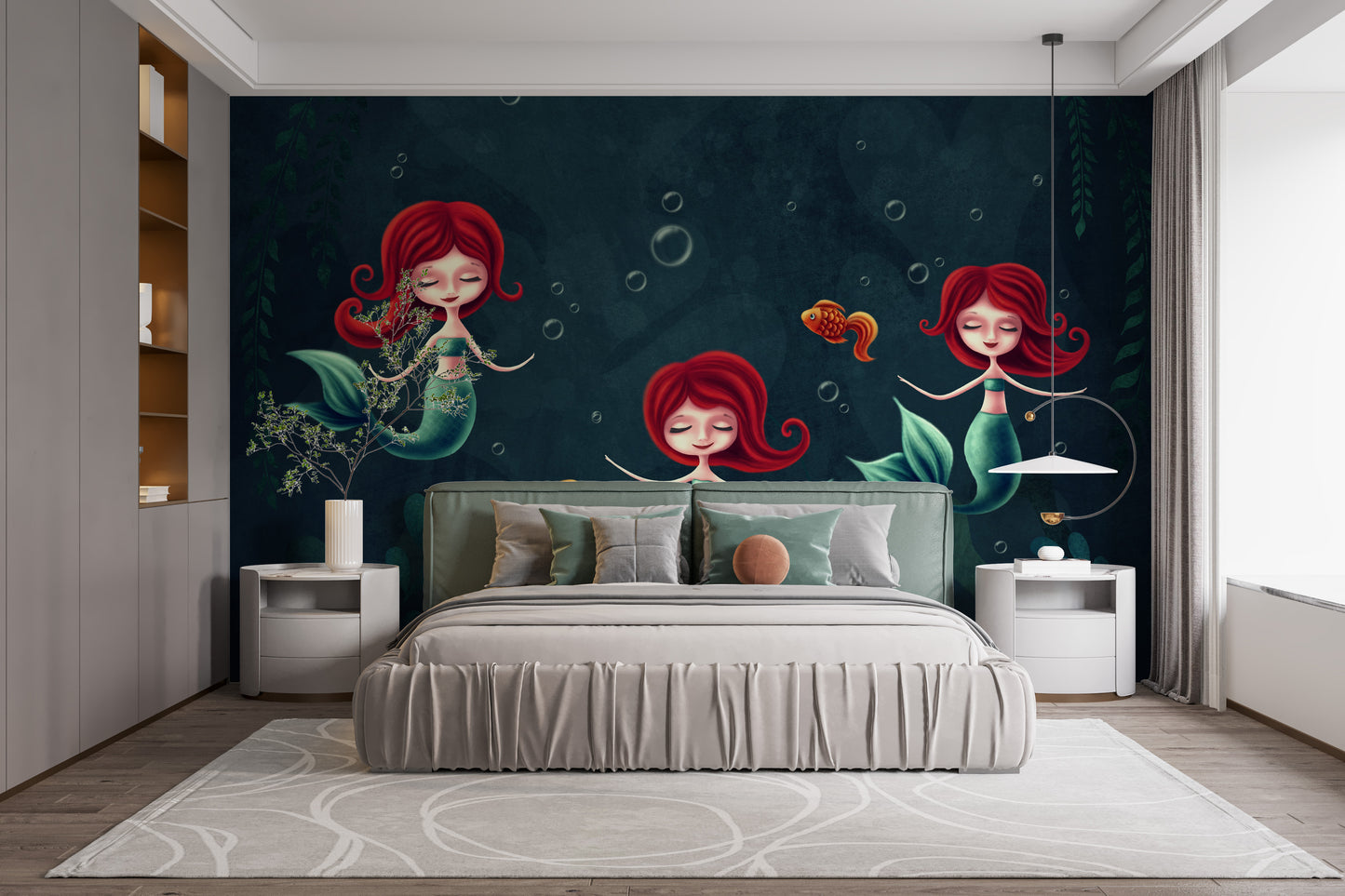 Three Underwater Mermaids Wallpaper Mural