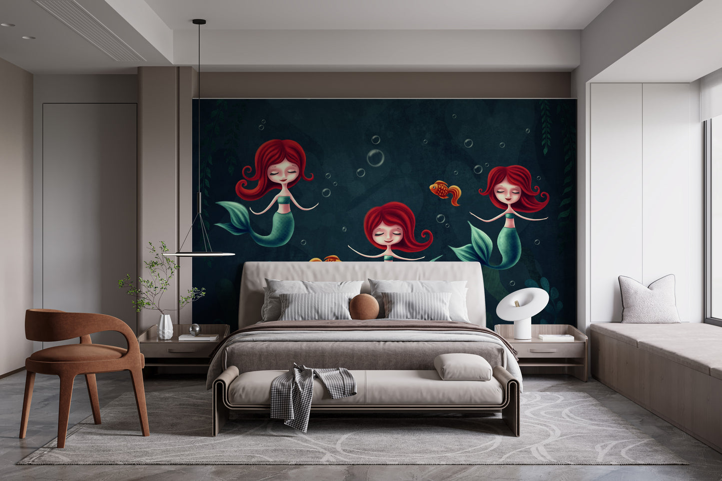 Three Underwater Mermaids Wallpaper Mural